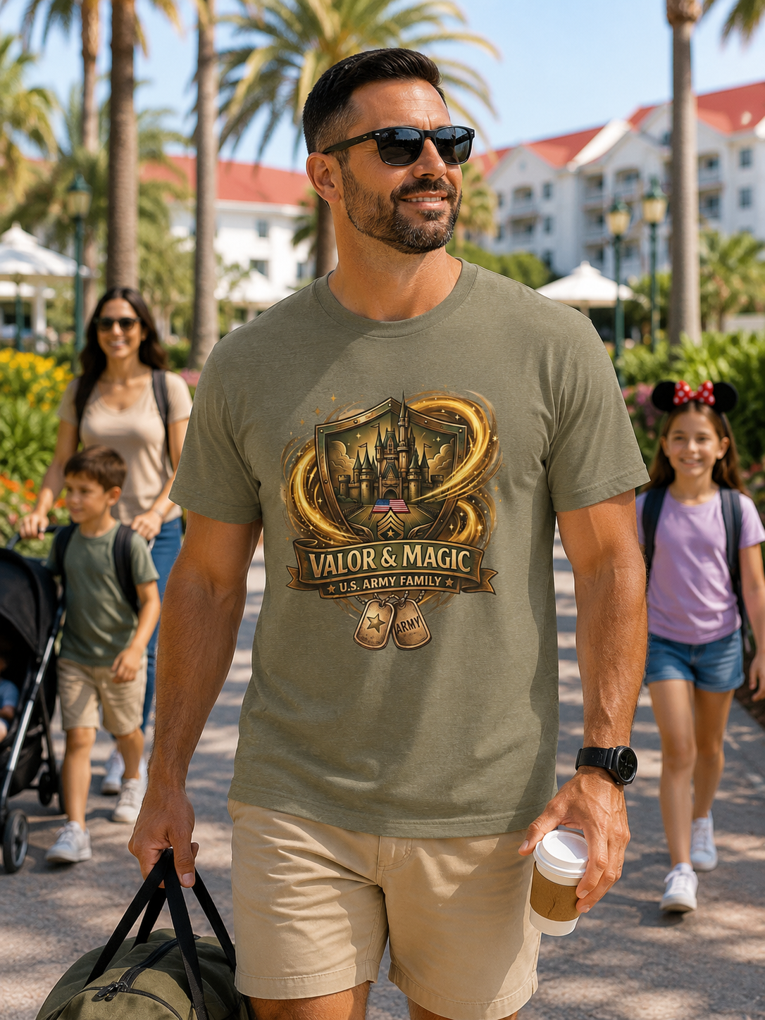 Valor & Magic Army Family Theme Park Shirt, U.S. Military Vacation Tee, Patriotic Park Gift