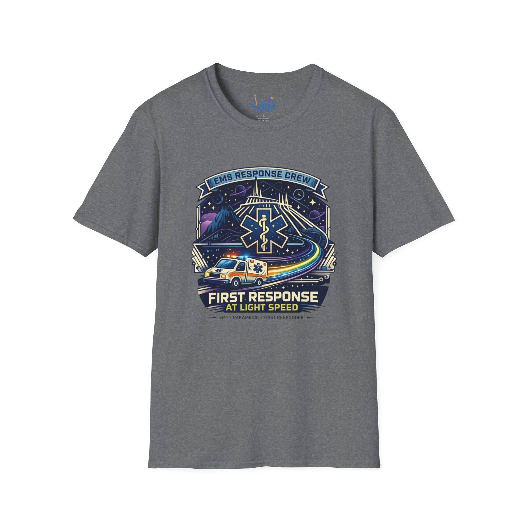 First Response At Light Speed EMS First Responder Sci-Fi Theme Park T-Shirt