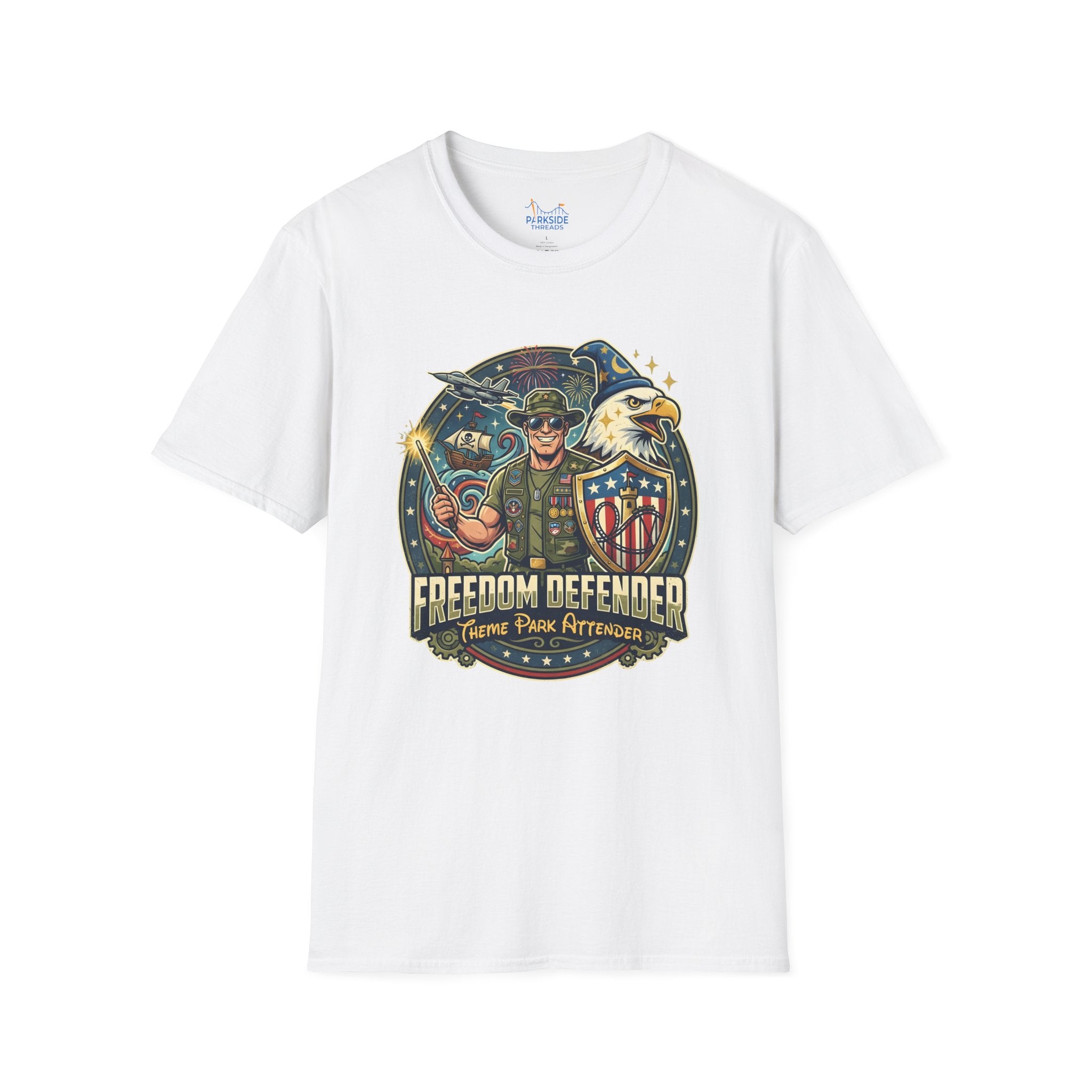 Freedom Defender Theme Park Attender Veteran Shirt, Military Family Vacation Tee, Patriotic Park Gift