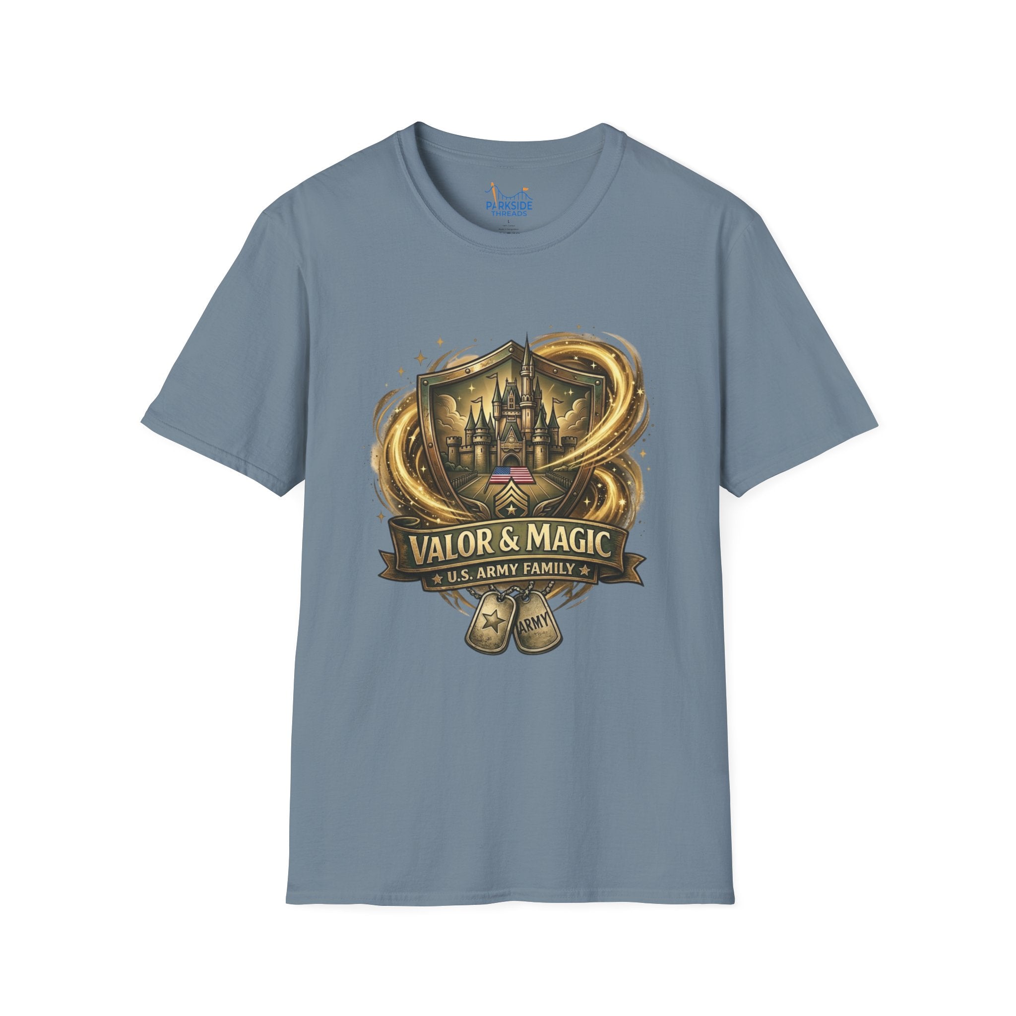 Valor & Magic Army Family Theme Park Shirt, U.S. Military Vacation Tee, Patriotic Park Gift
