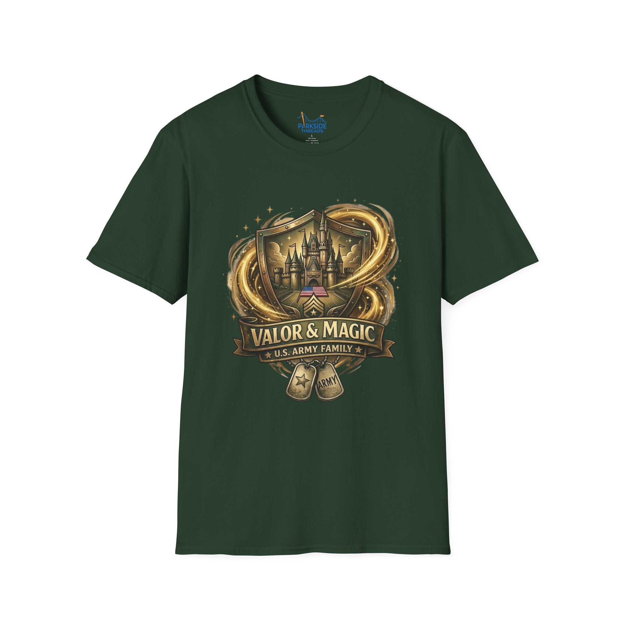 Valor & Magic Army Family Theme Park Shirt, U.S. Military Vacation Tee, Patriotic Park Gift