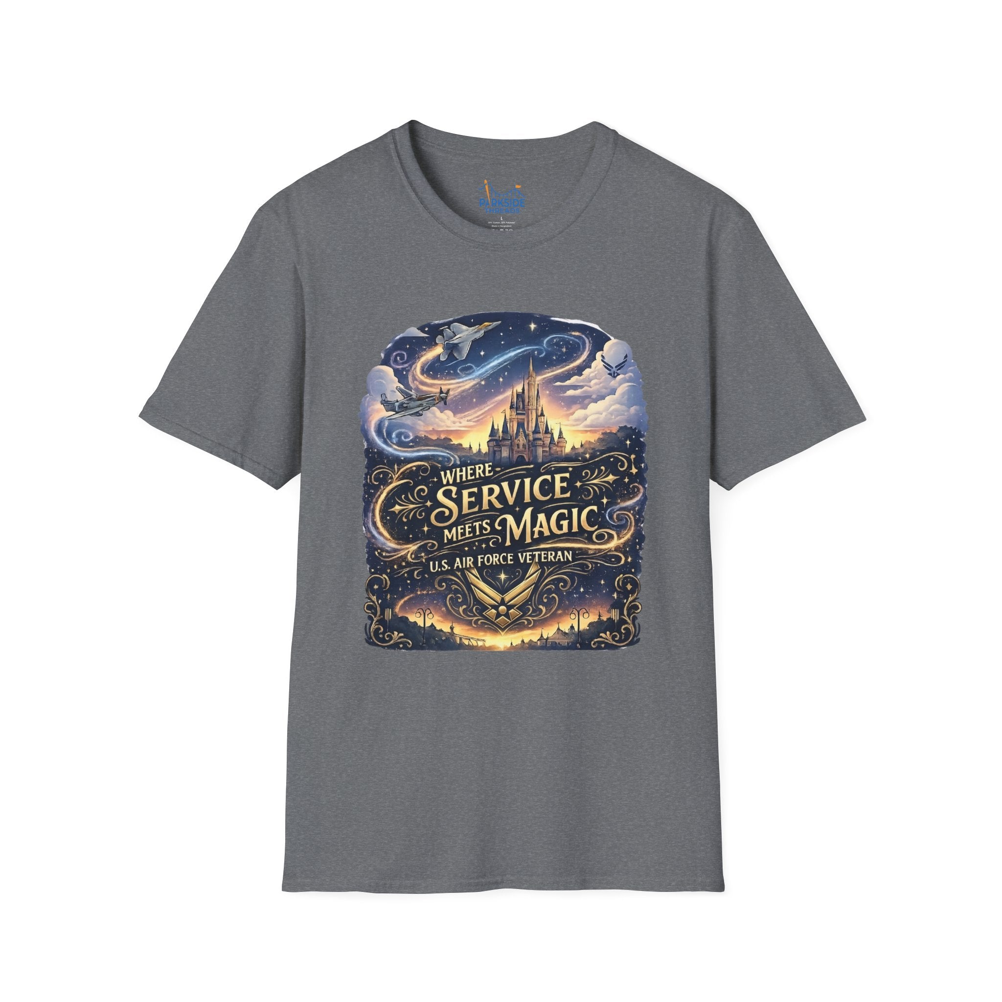 Where Service Meets Magic Air Force Veteran Theme Park T-Shirt