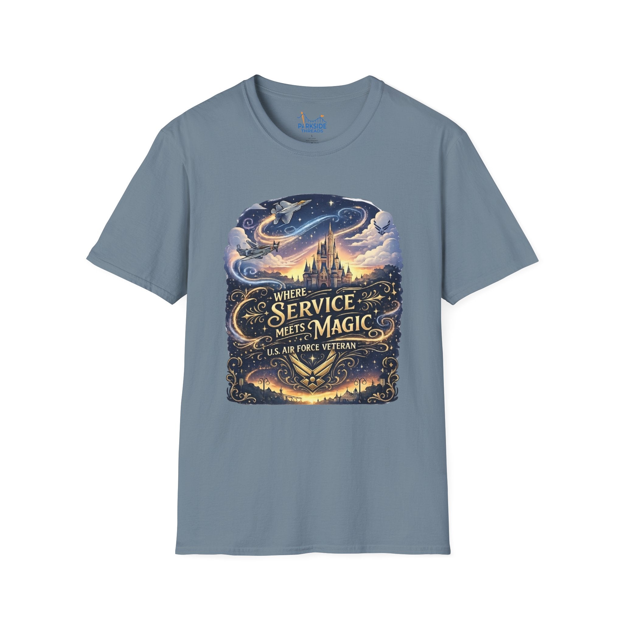 Where Service Meets Magic Air Force Veteran Theme Park T-Shirt