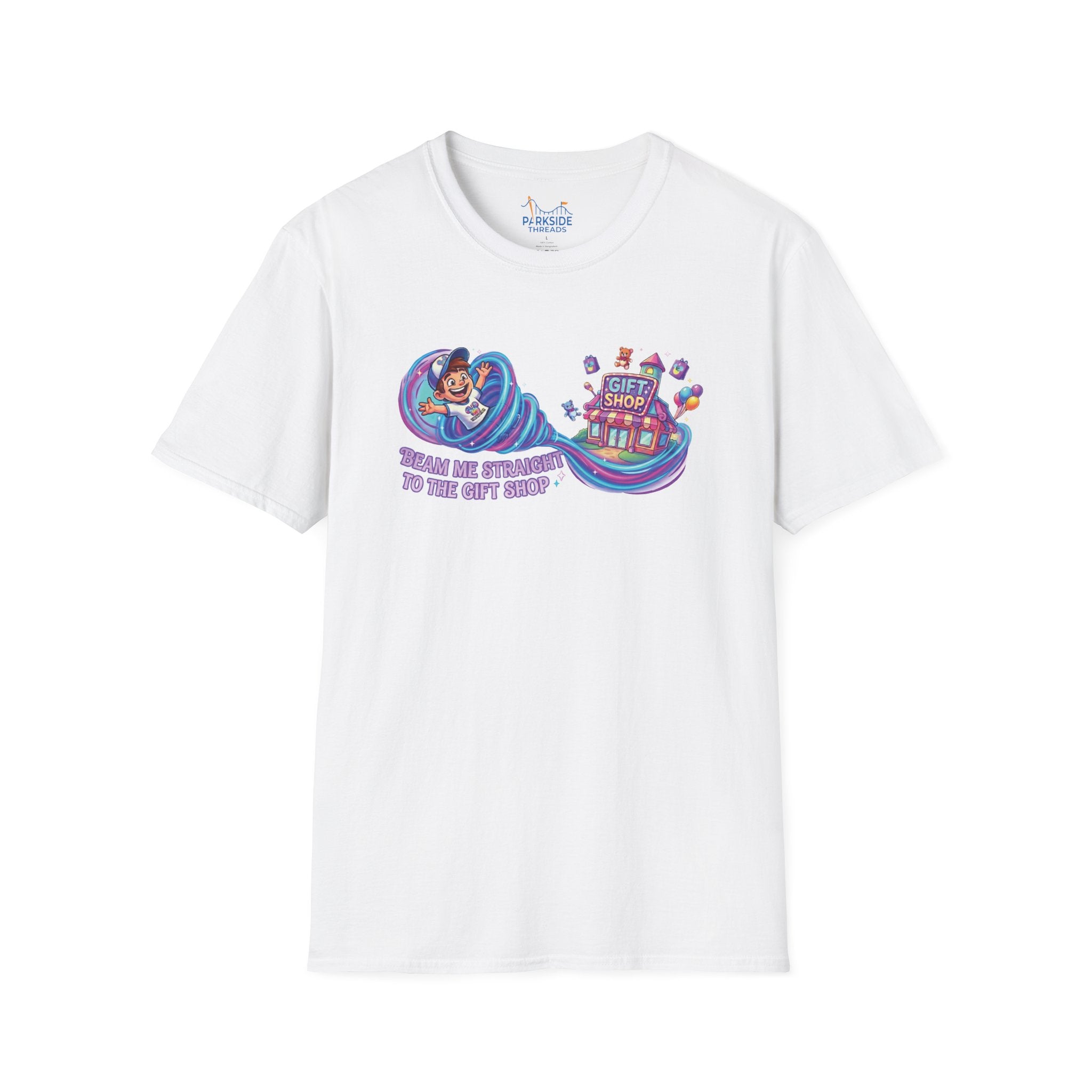 Beam Me Straight to the Gift Shop Graphic T-Shirt – Funny Theme Park Tee