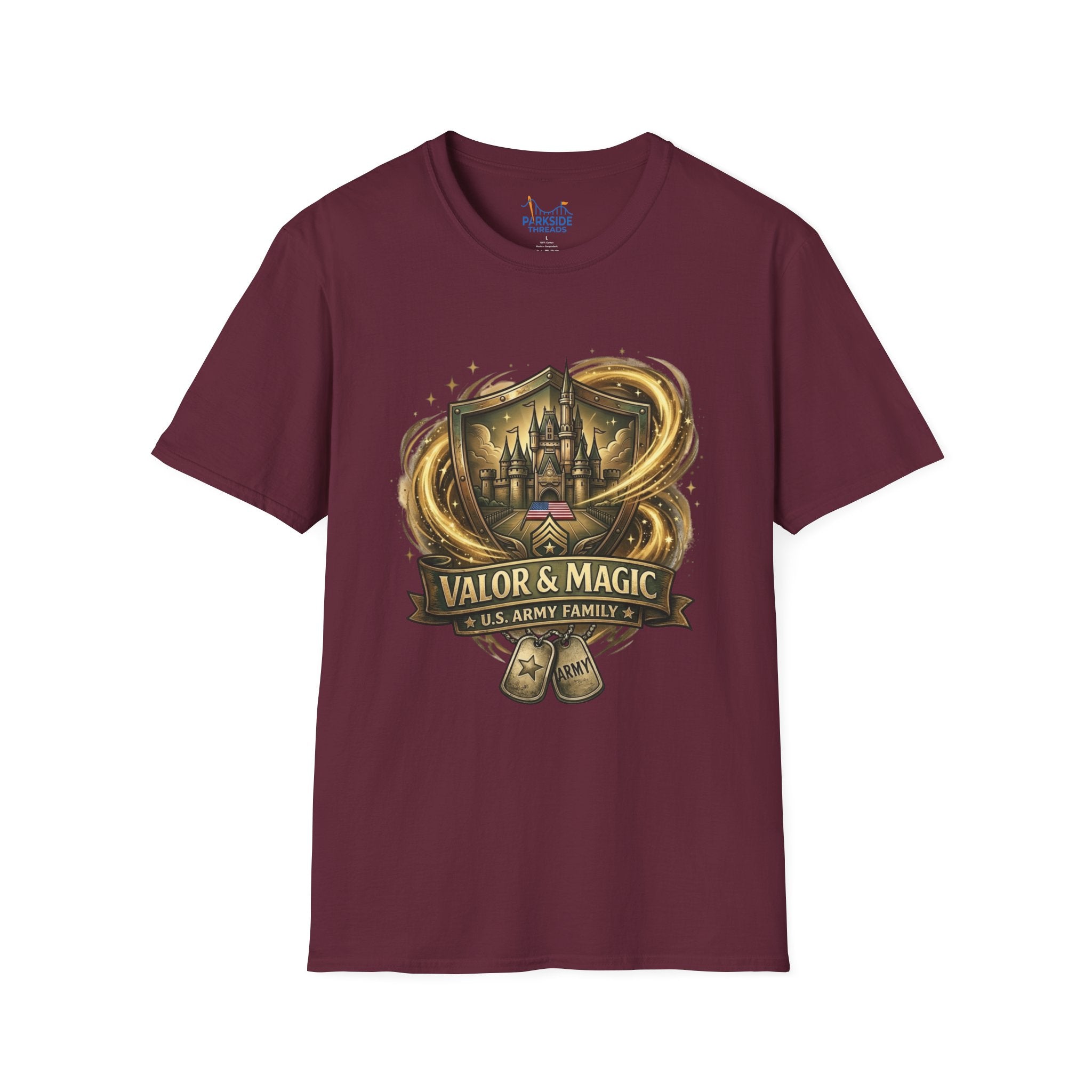 Valor & Magic Army Family Theme Park Shirt, U.S. Military Vacation Tee, Patriotic Park Gift