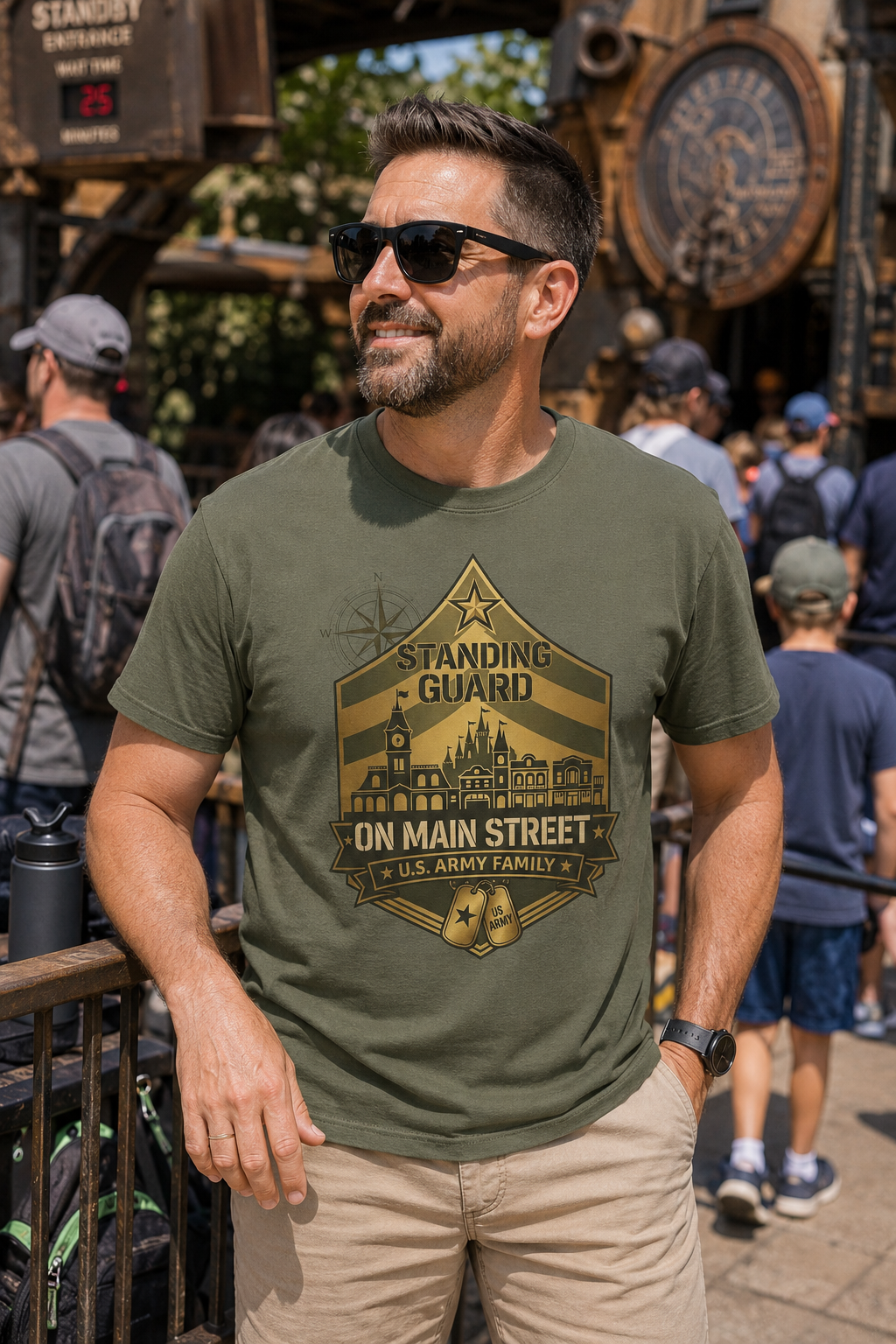 Standing Guard on Main Street U.S. Army Family Theme Park Shirt