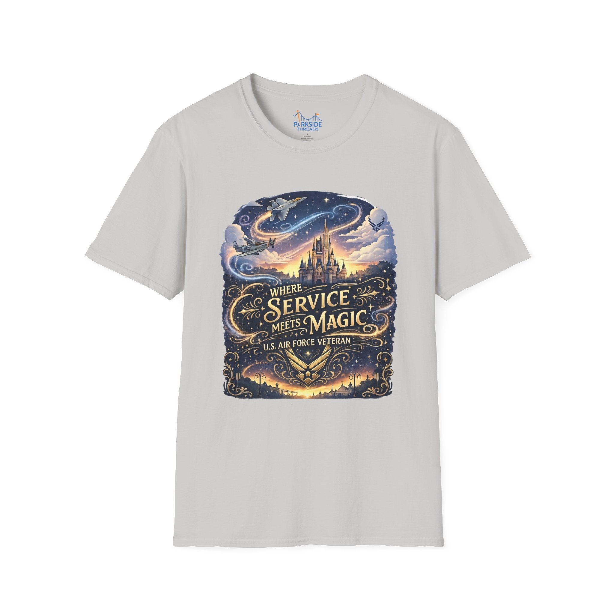 Where Service Meets Magic Air Force Veteran Theme Park T-Shirt