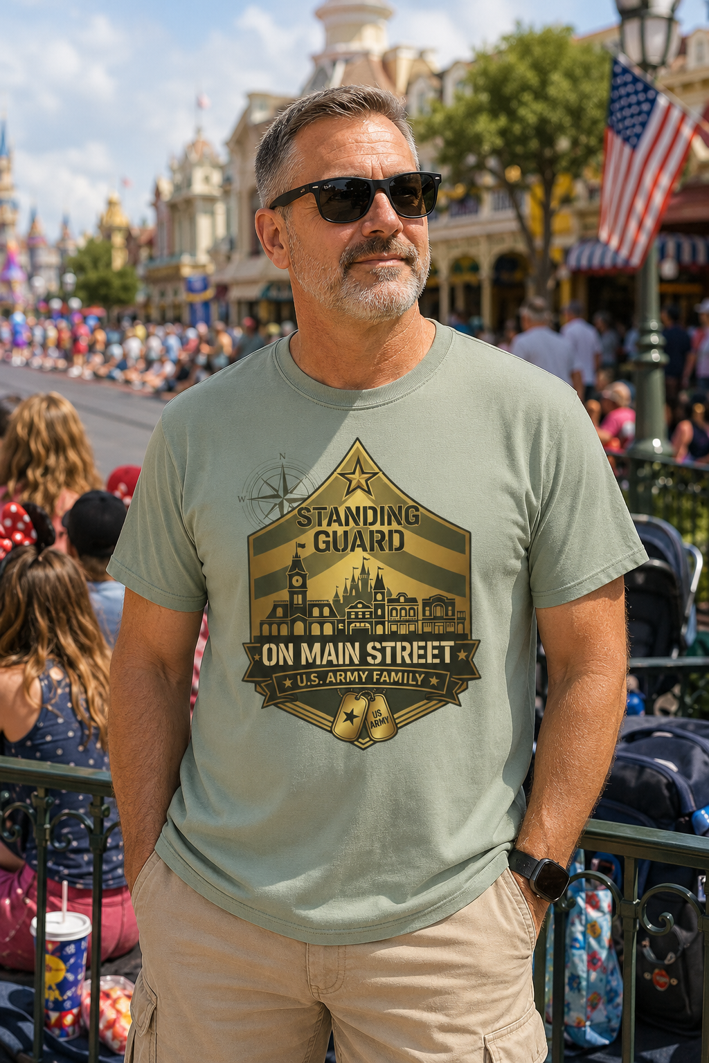 Standing Guard on Main Street U.S. Army Family Theme Park Shirt