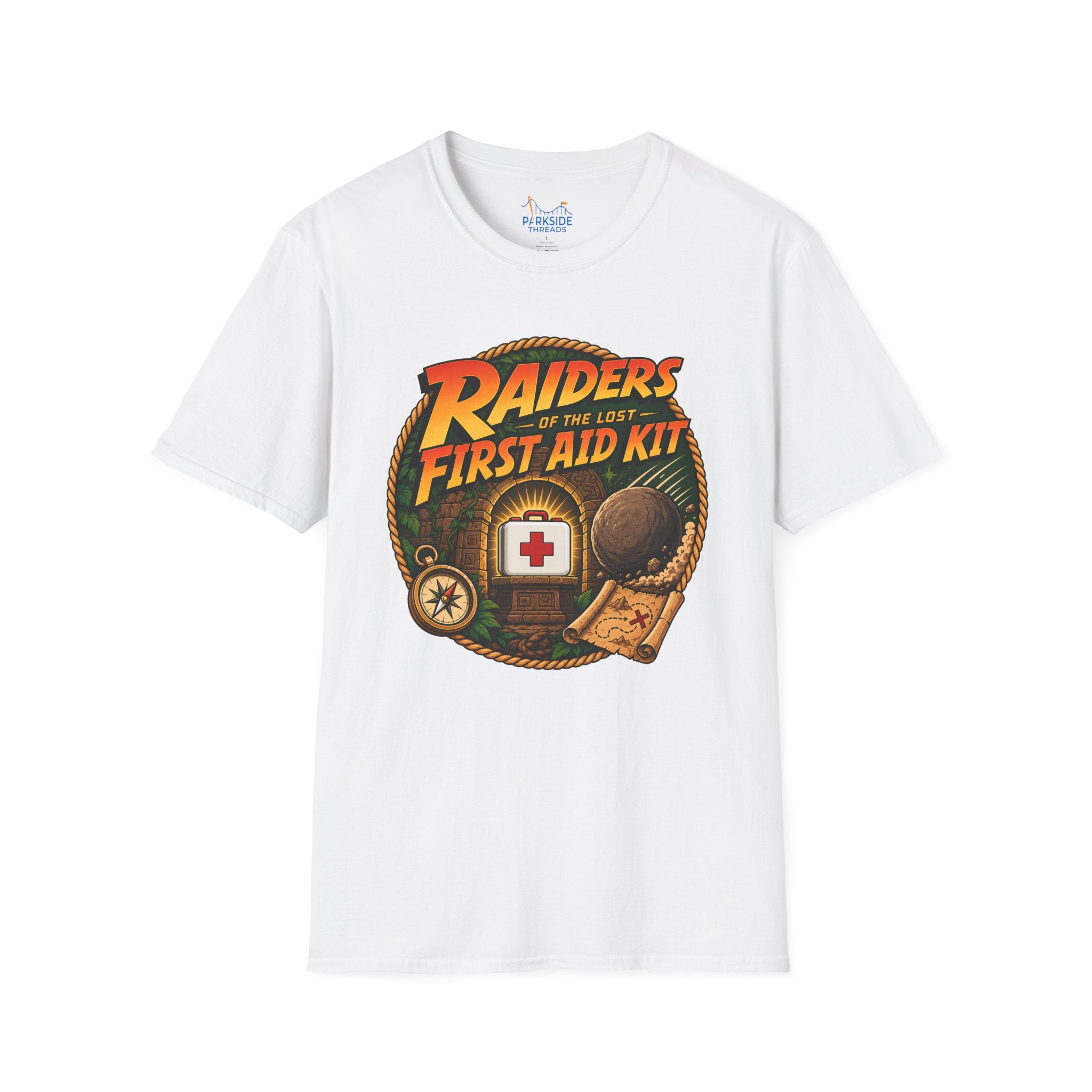 Raiders of the Lost First Aid Kit EMS Adventure Parody T-Shirt