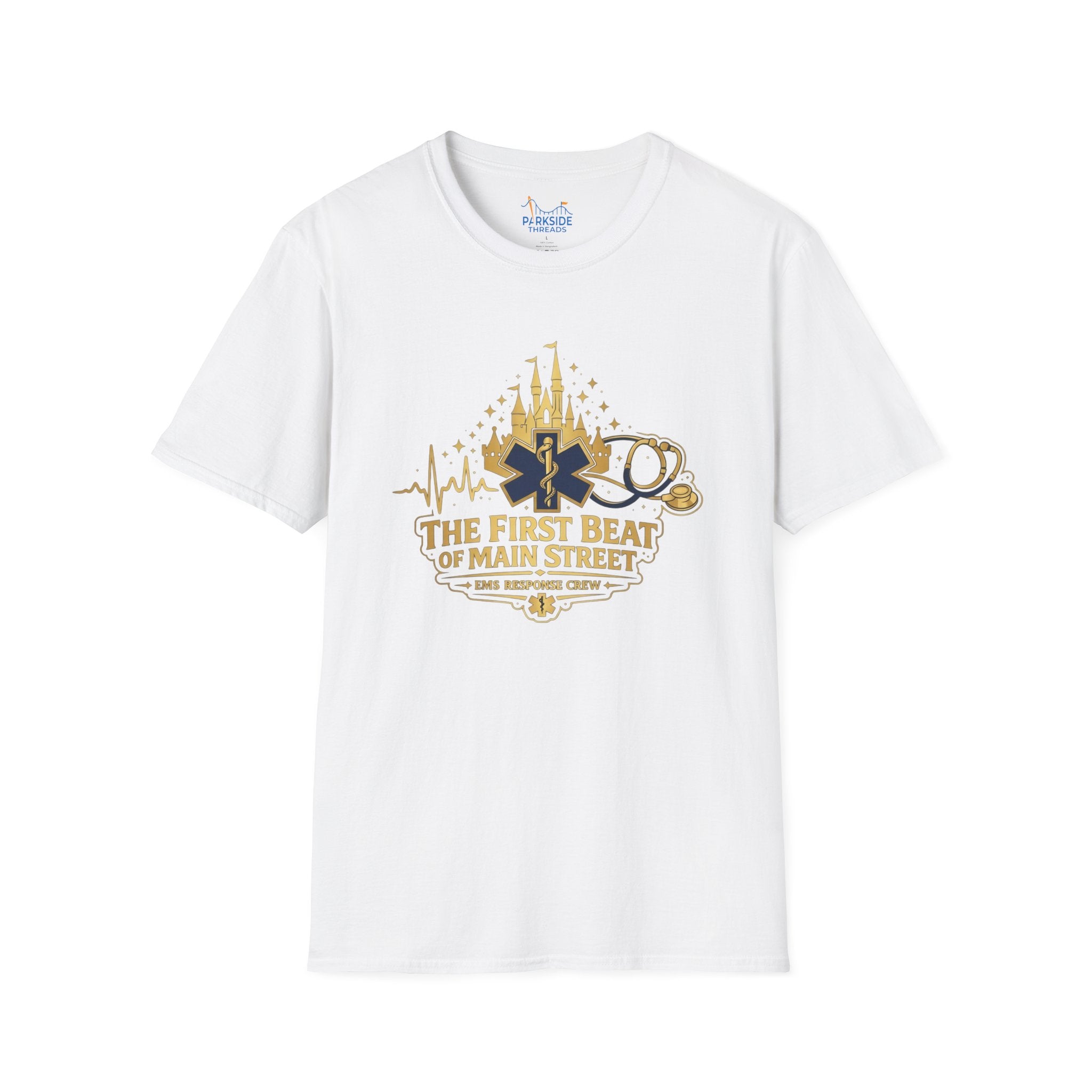 The First Beat of Main Street EMS First Responder Theme Park T-Shirt