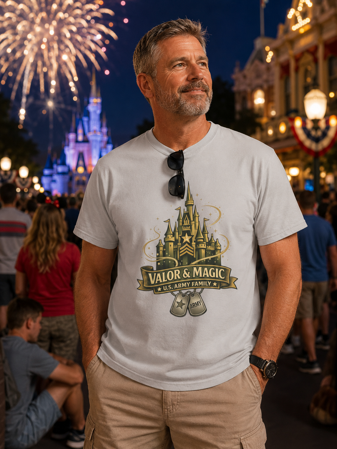 Valor & Magic Army Family Theme Park Shirt, U.S. Military Vacation Tee, Patriotic Gift