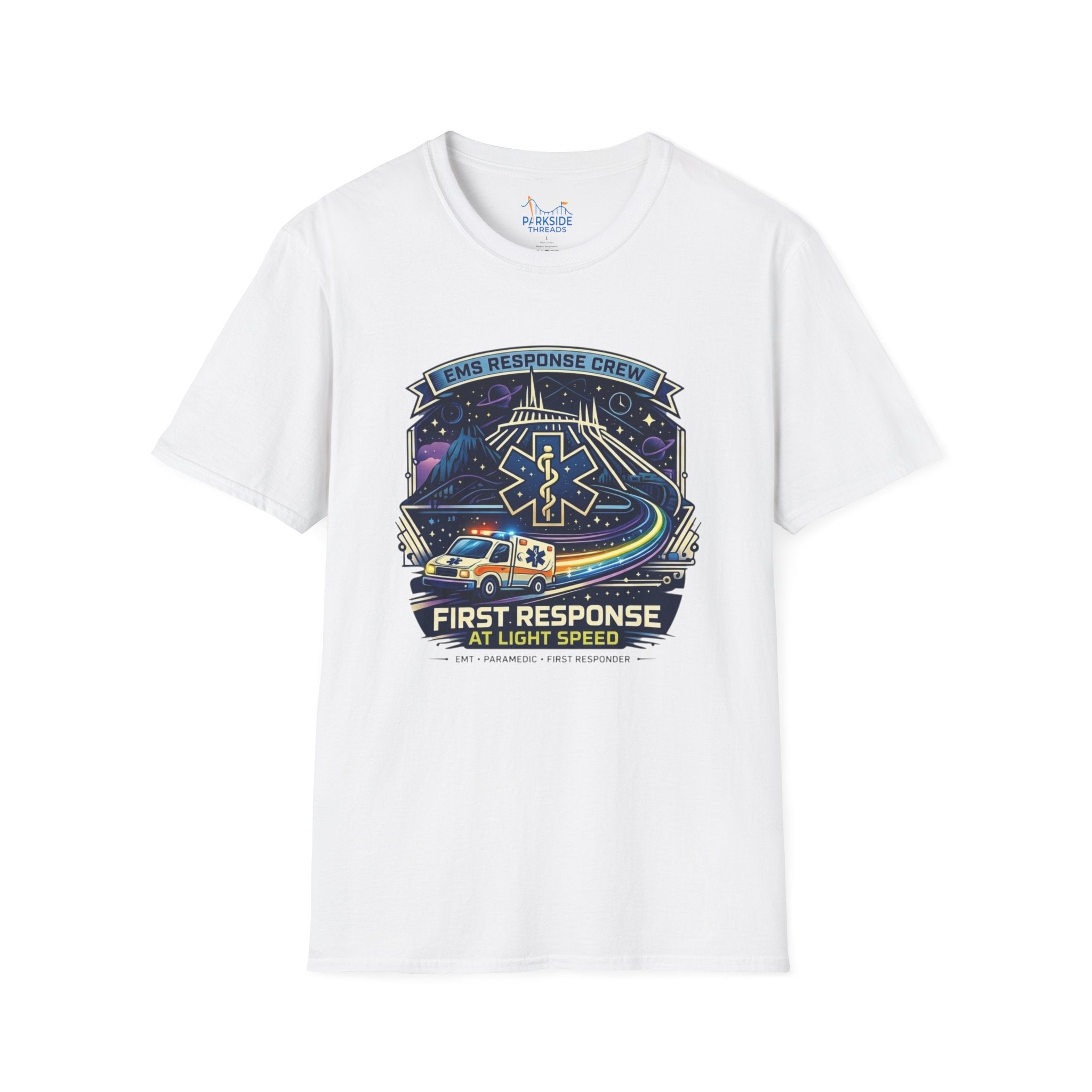 First Response At Light Speed EMS First Responder Sci-Fi Theme Park T-Shirt
