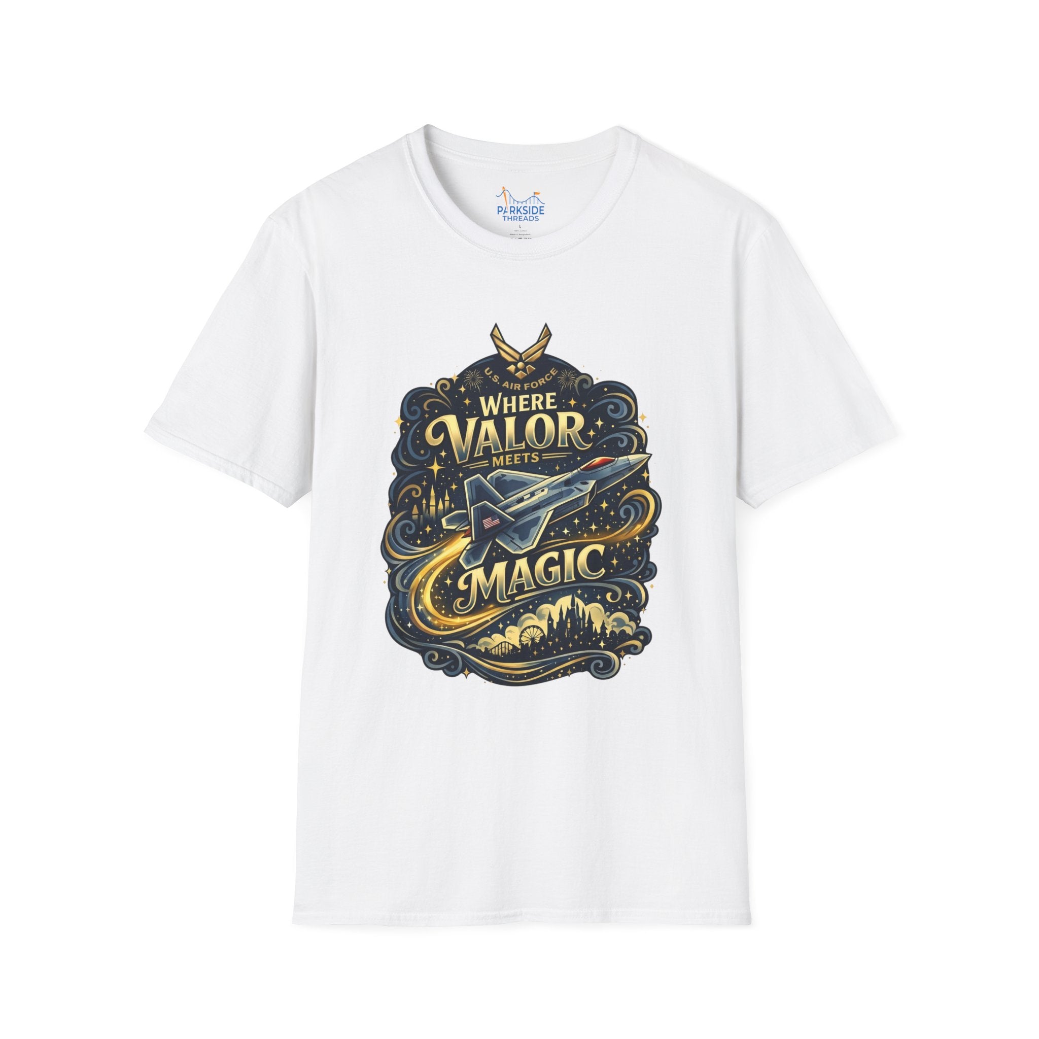 Where Valor Meets Magic Air Force Veteran Theme Park T-Shirt