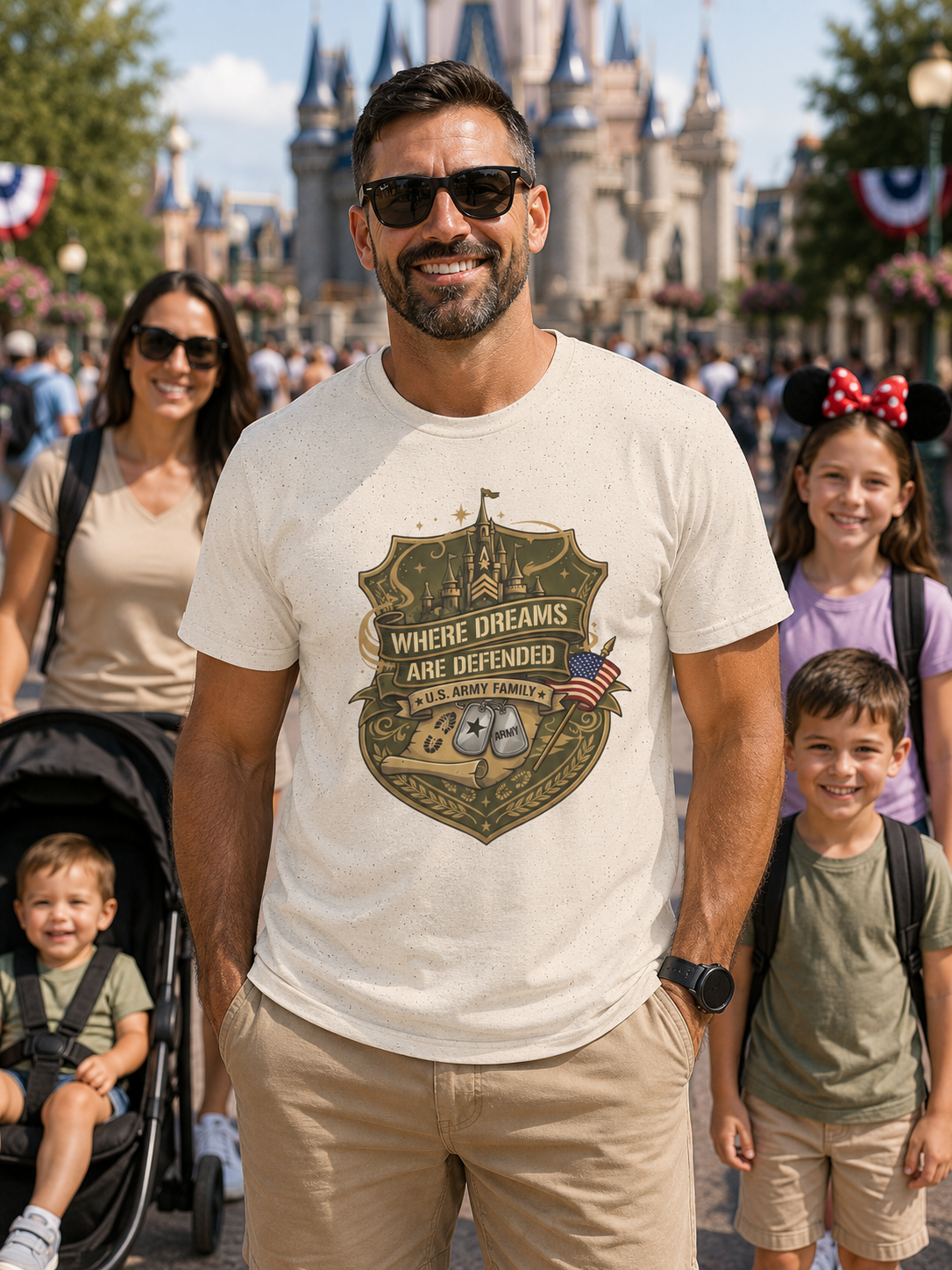 Where Dreams Are Defended Army Family Theme Park Shirt, Military Vacation Tee, Patriotic Gift