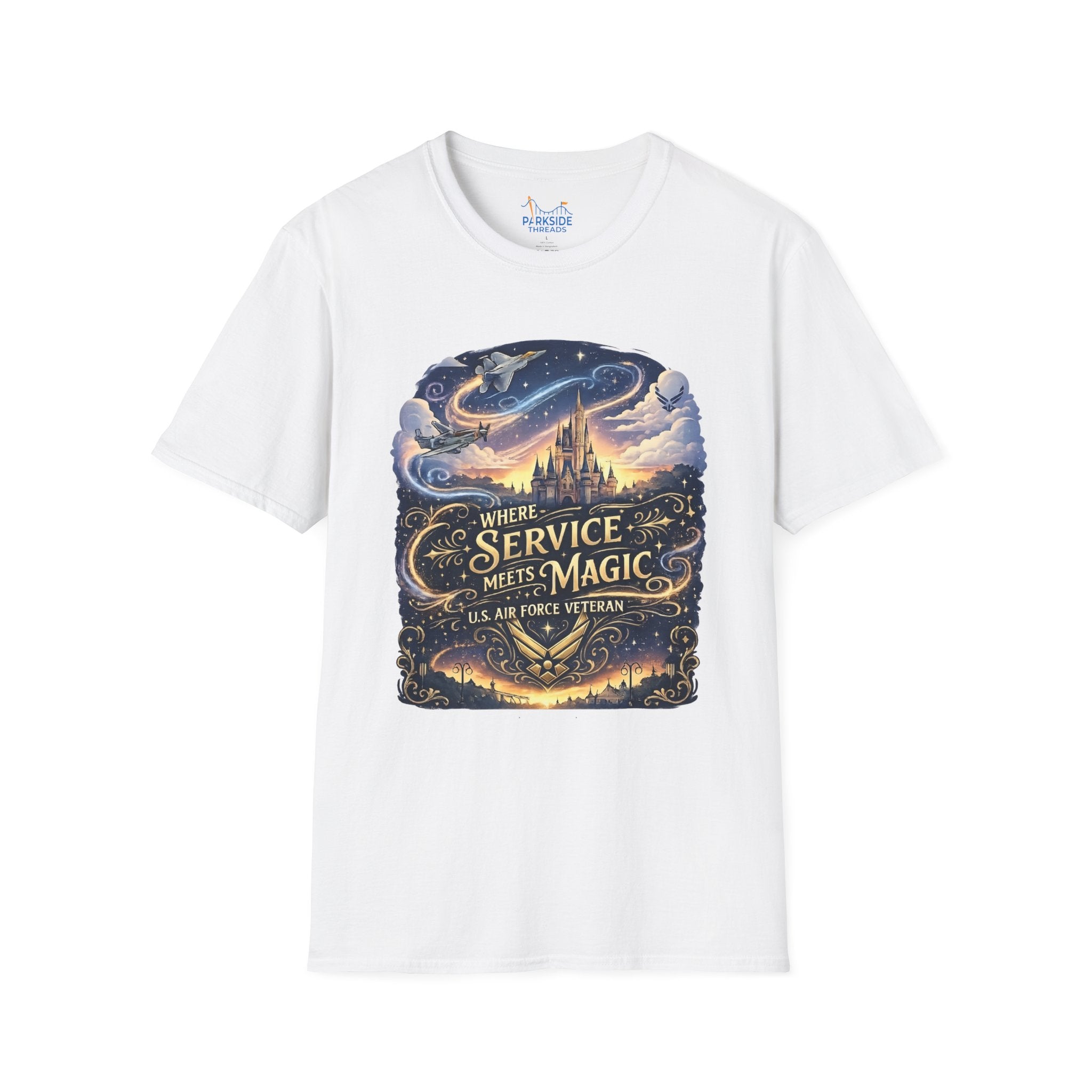 Where Service Meets Magic Air Force Veteran Theme Park T-Shirt