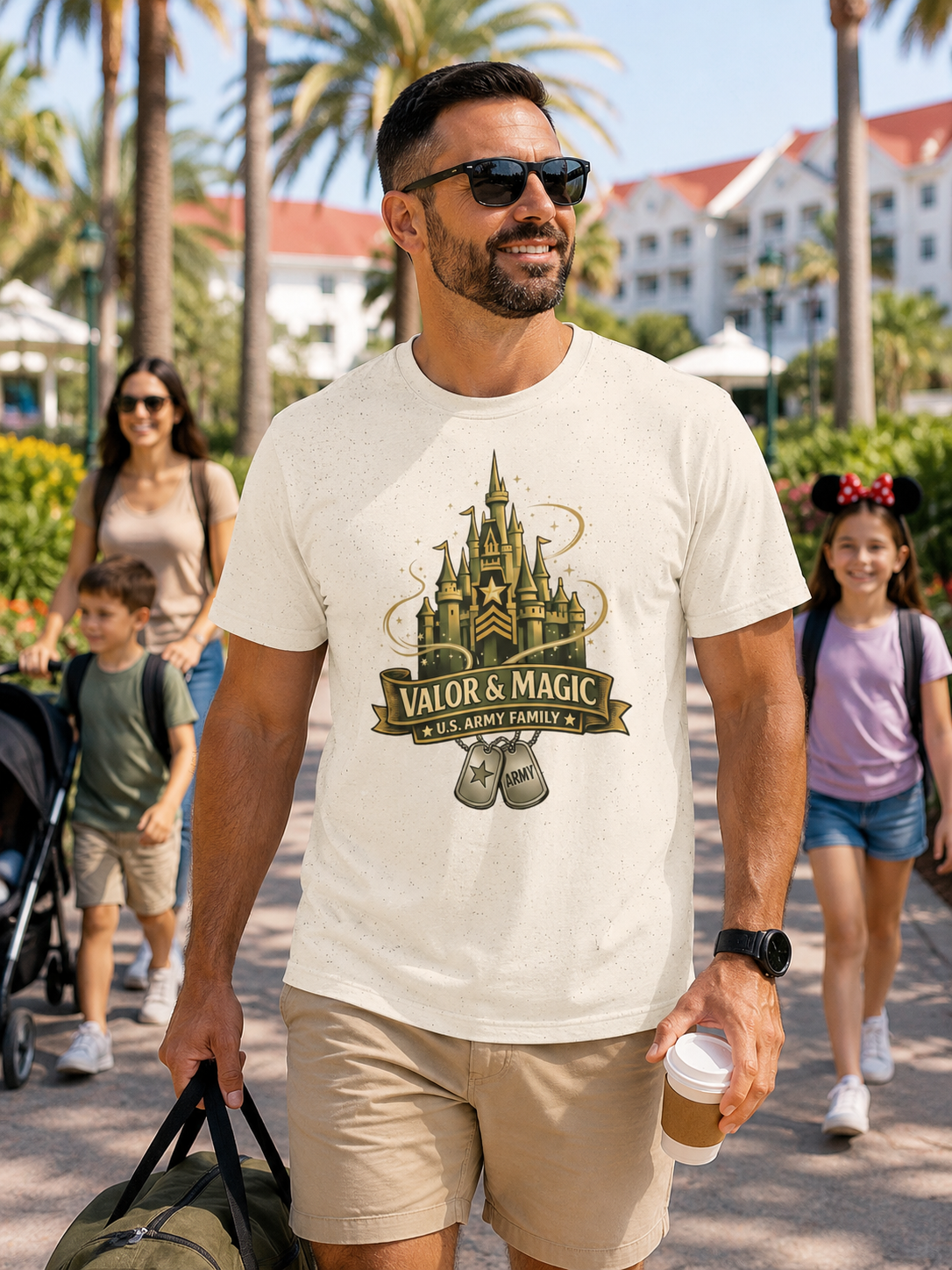 Valor & Magic Army Family Theme Park Shirt, U.S. Military Vacation Tee, Patriotic Gift