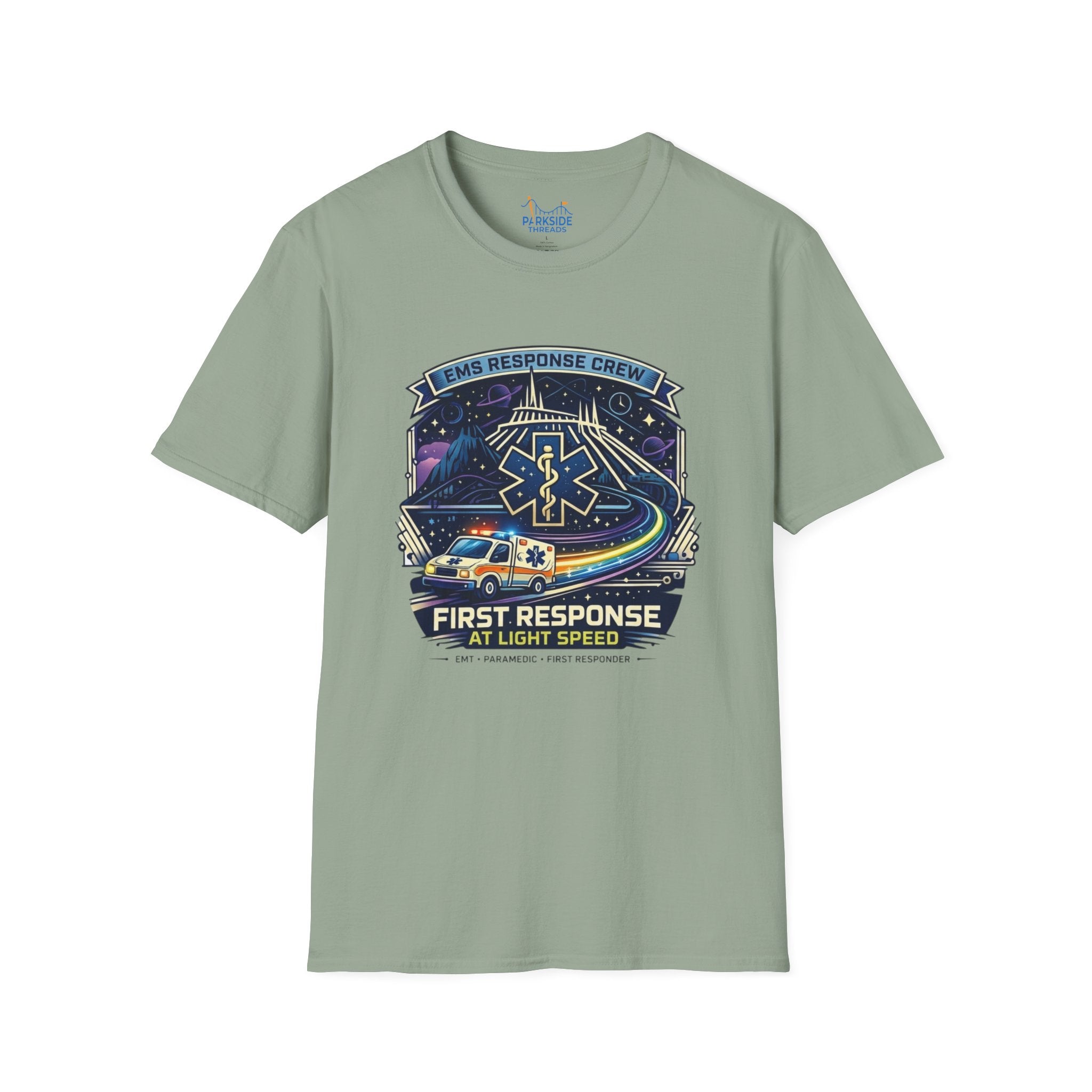 First Response At Light Speed EMS First Responder Sci-Fi Theme Park T-Shirt