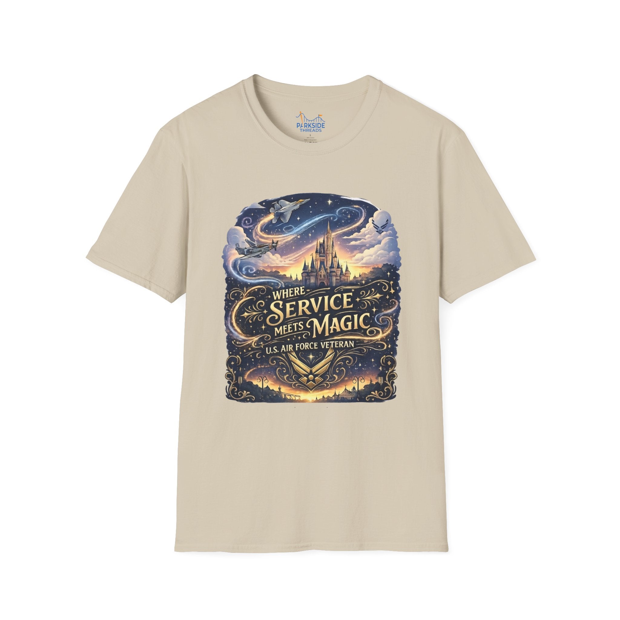 Where Service Meets Magic Air Force Veteran Theme Park T-Shirt