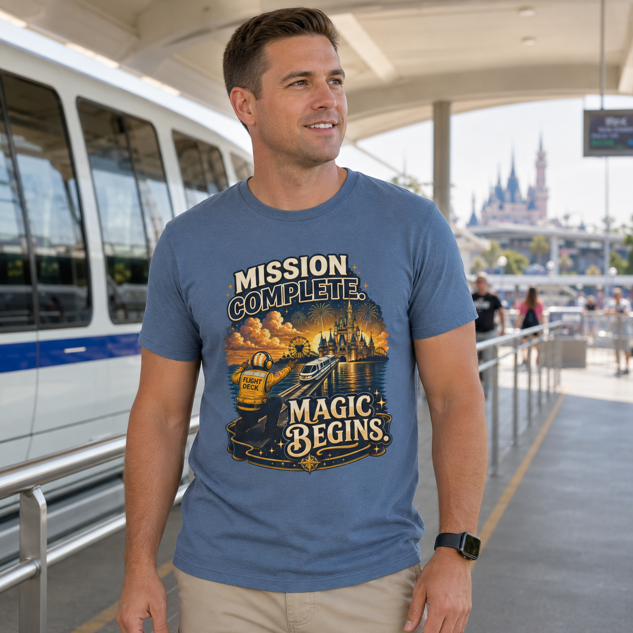 Mission Complete Navy Theme Park Shirt