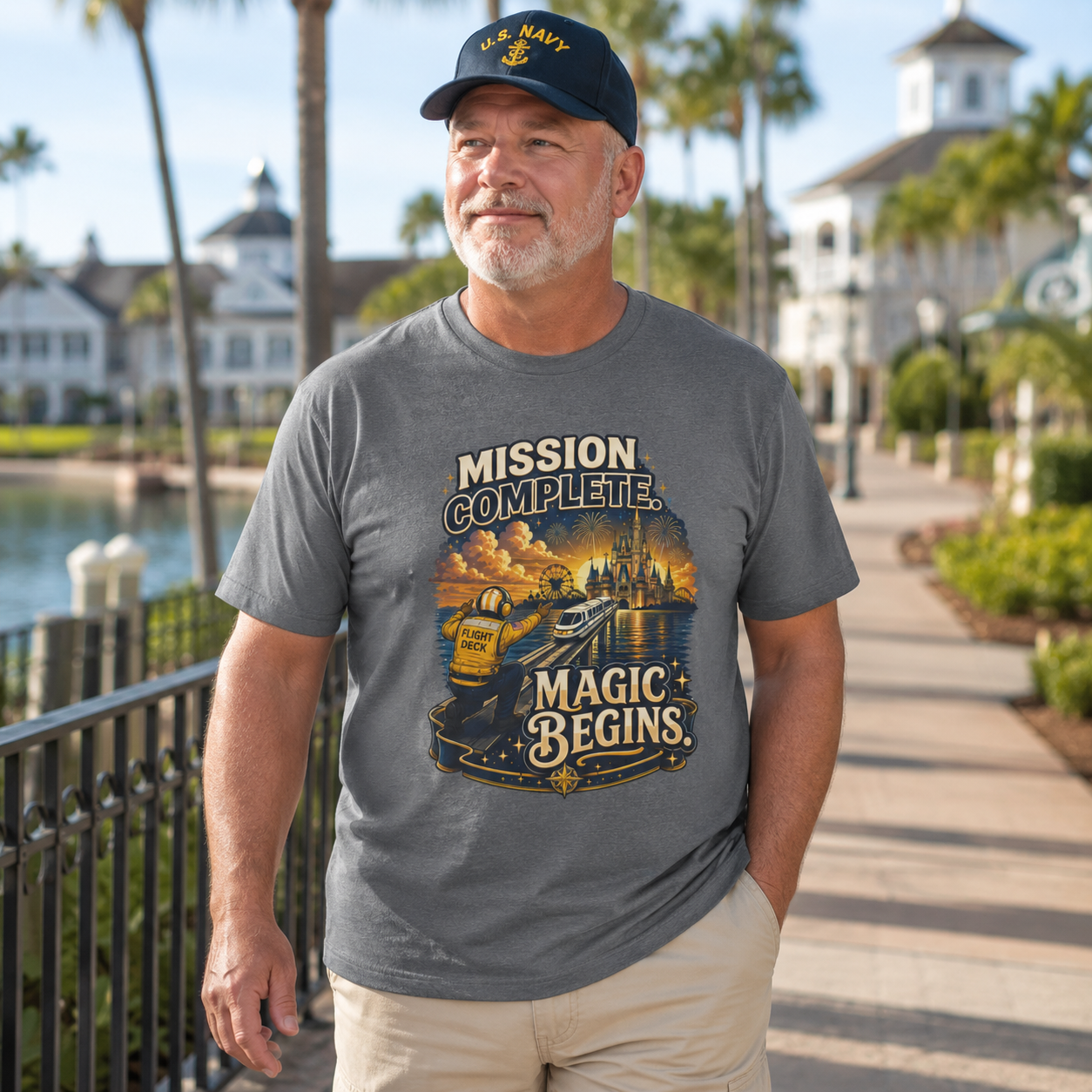 Mission Complete Navy Theme Park Shirt