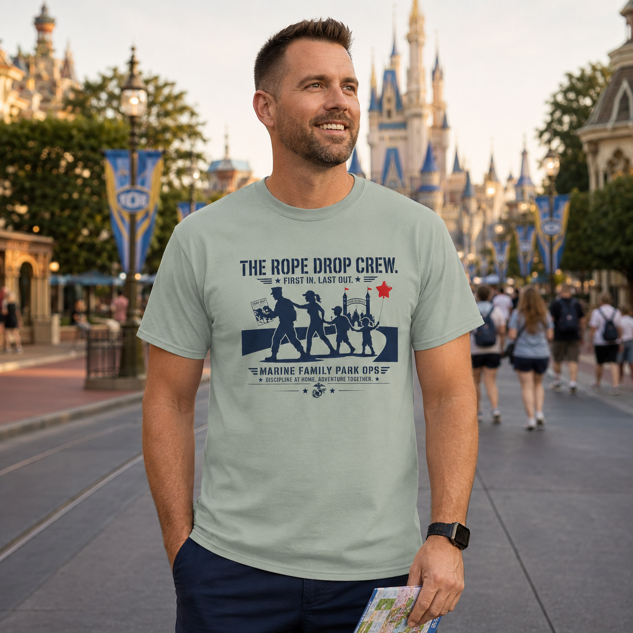 The Rope Drop Crew Marine Family Shirt