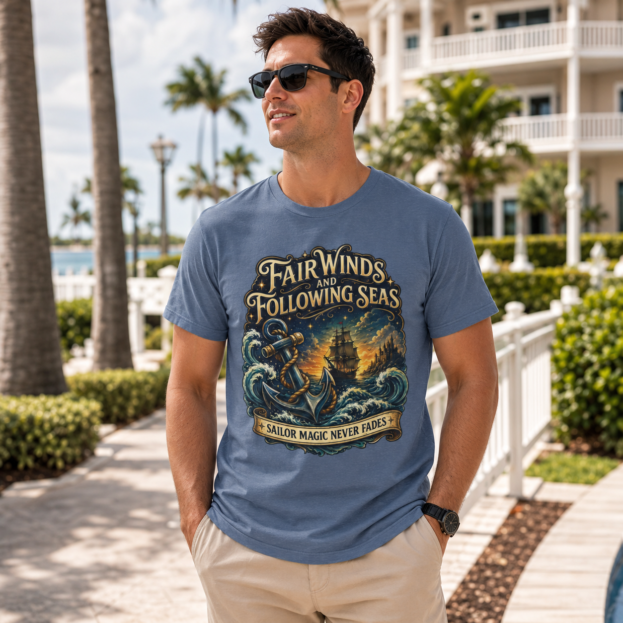 Fair Winds Navy Theme Park Shirt