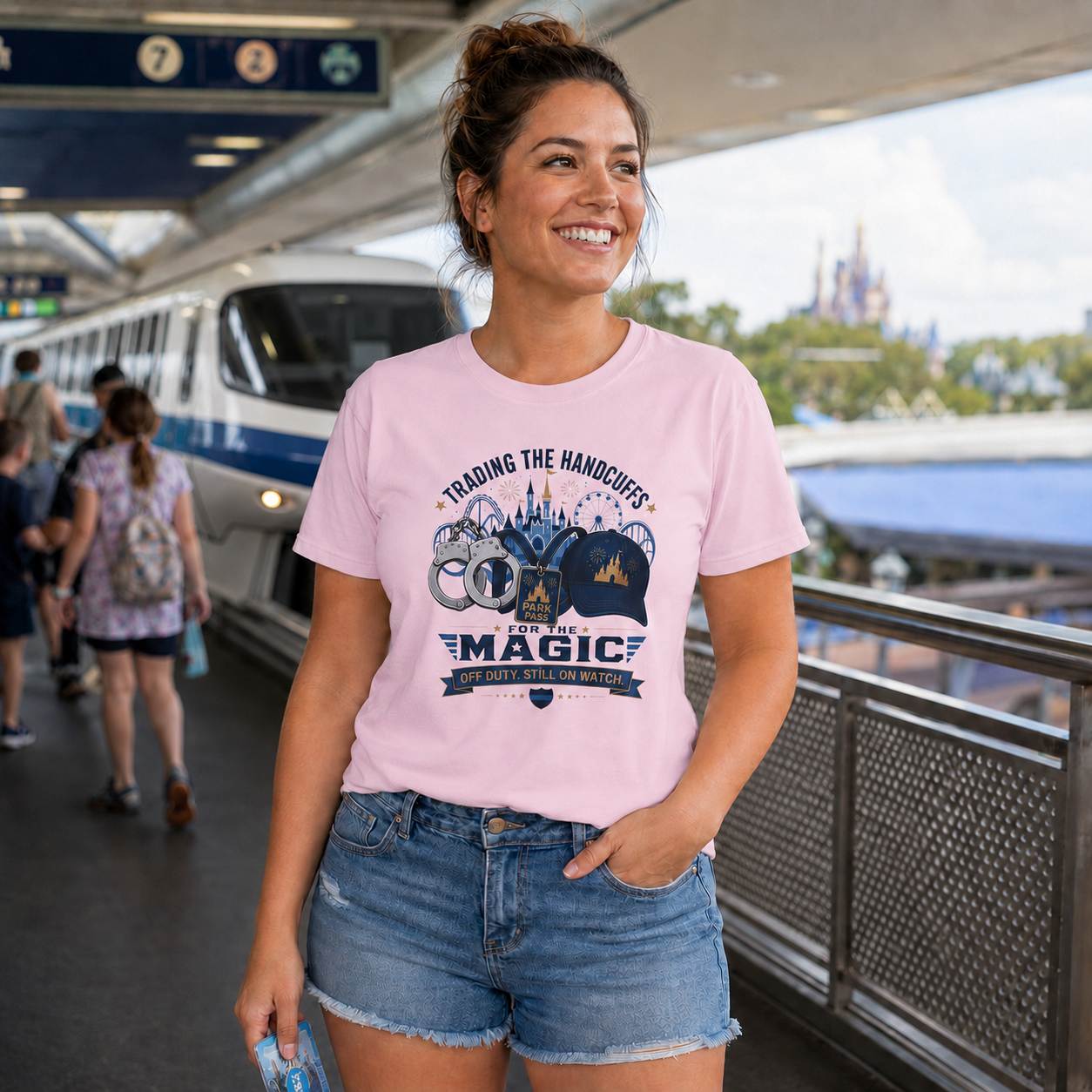 Trading the Handcuffs For Magic Police Officer Theme Park Shirt, Off Duty Cop Vacation Tee, Law Enforcement Gift