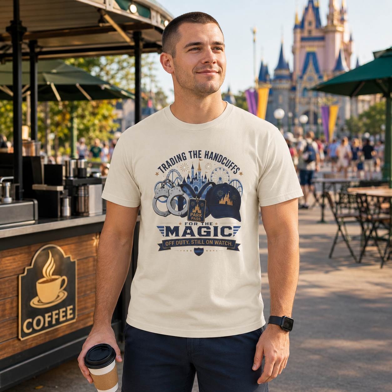 Trading the Handcuffs For Magic Police Officer Theme Park Shirt, Off Duty Cop Vacation Tee, Law Enforcement Gift
