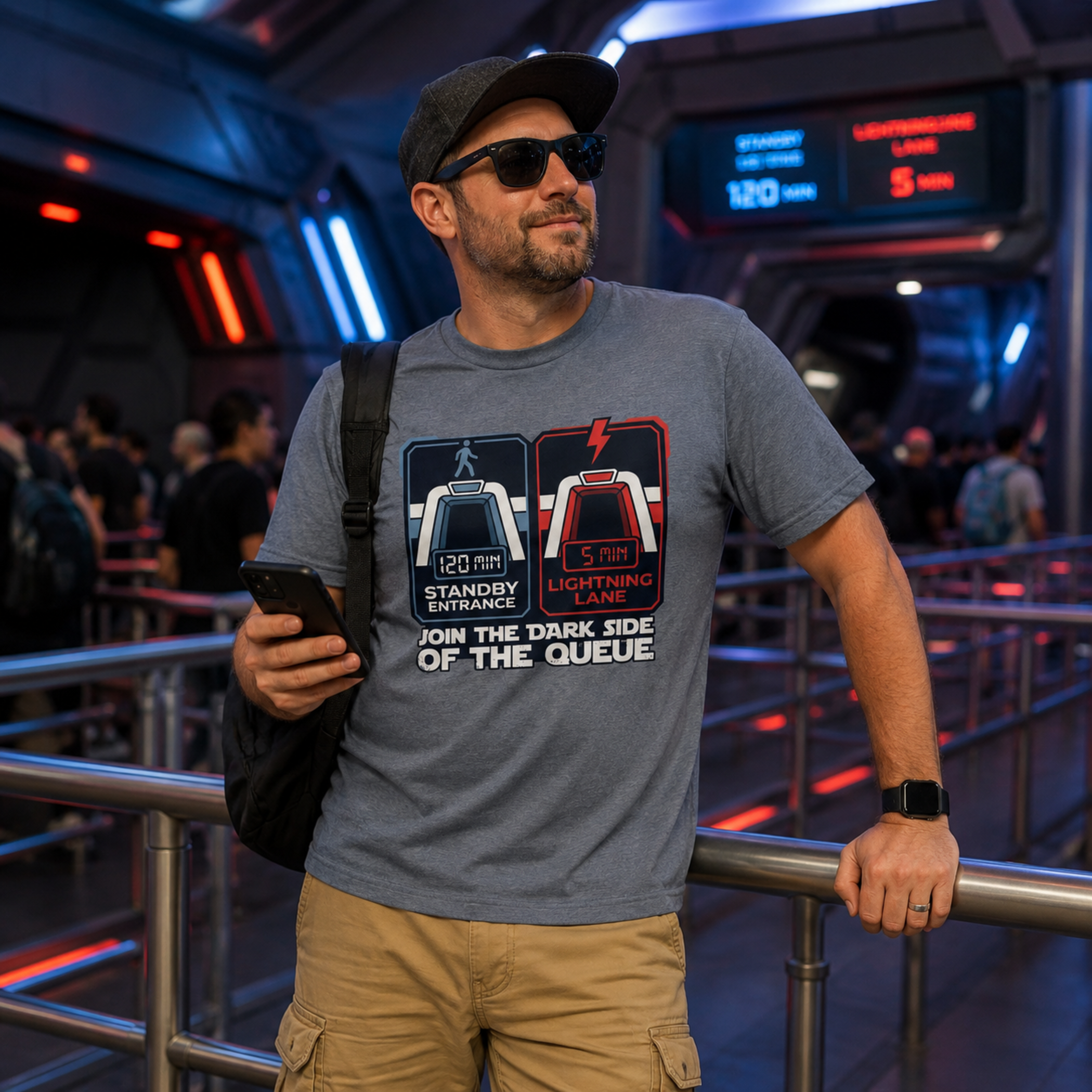 Join The Dark Side Of The Queue Park Dad Shirt – Star Wars Inspired Theme Park Tee