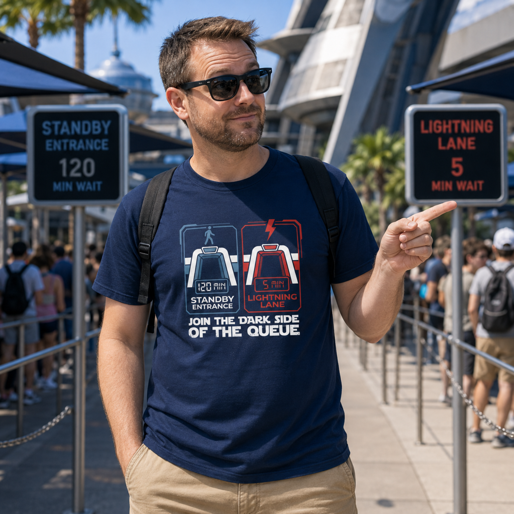 Join The Dark Side Of The Queue Park Dad Shirt – Star Wars Inspired Theme Park Tee