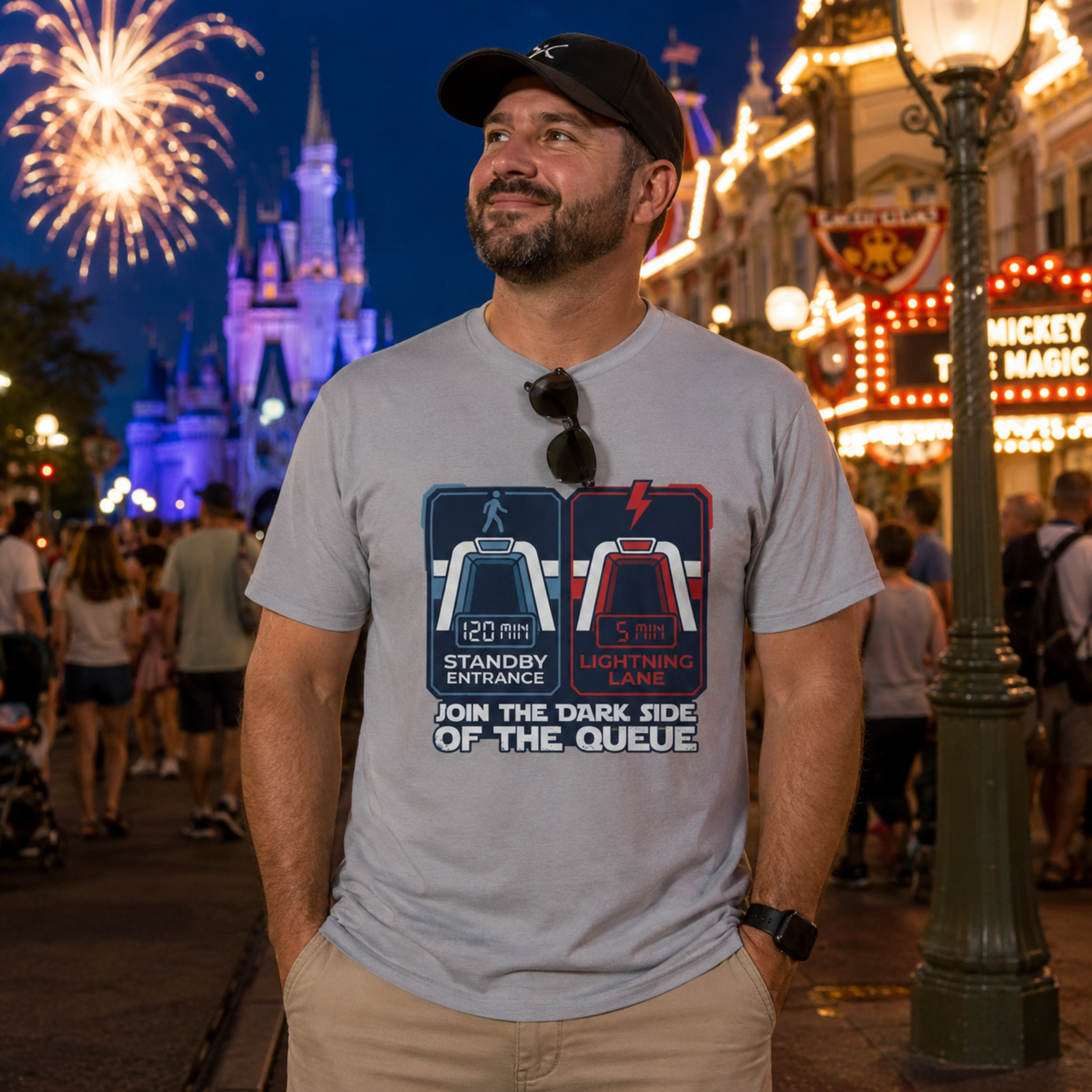 Join The Dark Side Of The Queue Park Dad Shirt – Star Wars Inspired Theme Park Tee
