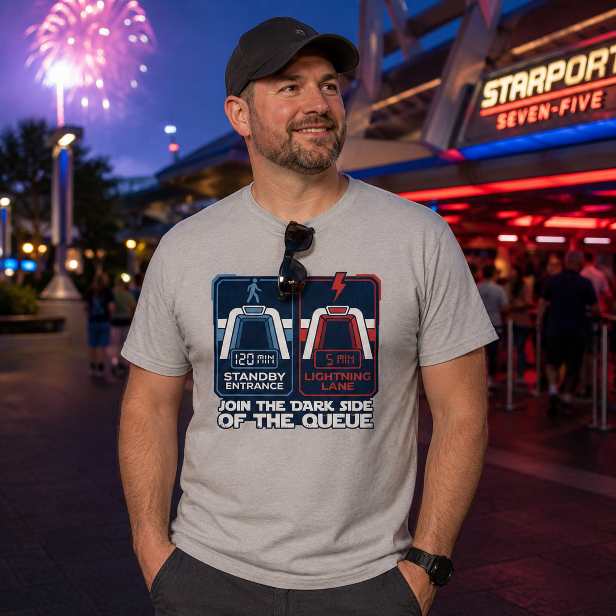 Join The Dark Side Of The Queue Park Dad Shirt – Star Wars Inspired Theme Park Tee
