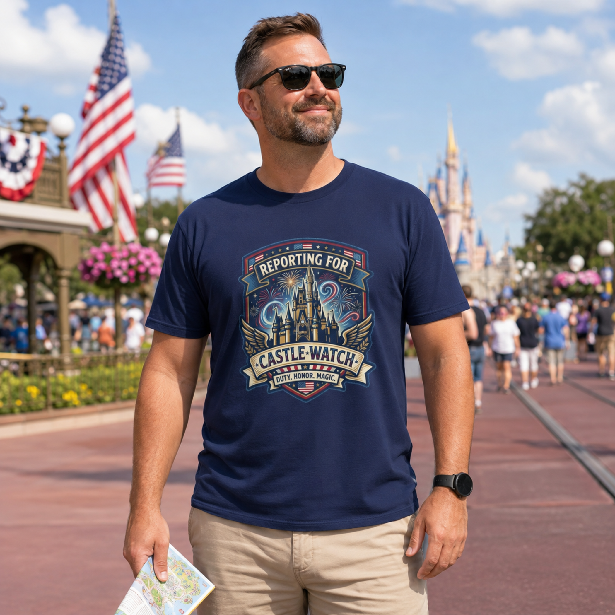 Reporting for Castle Watch Military Family Vacation Tee