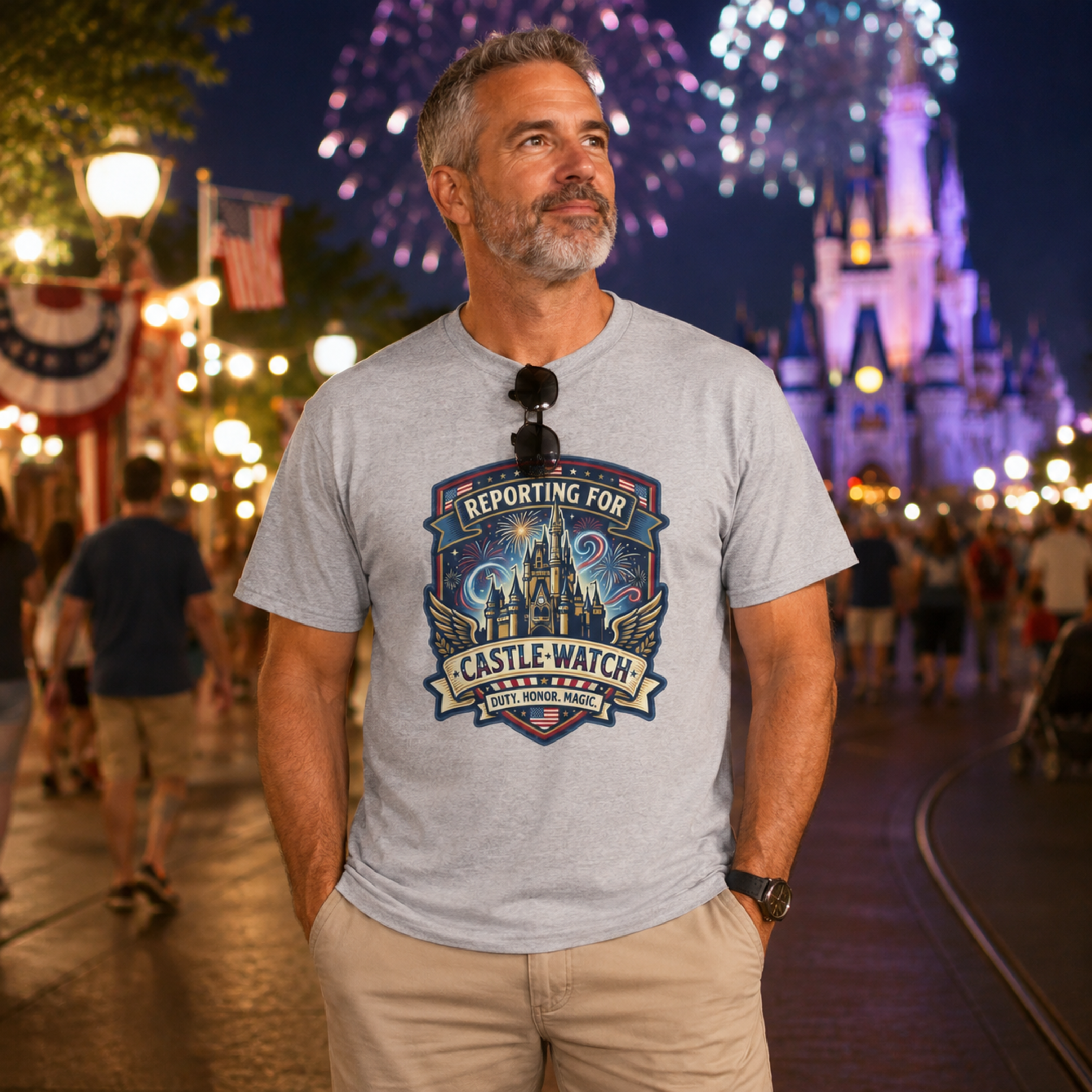 Reporting for Castle Watch Military Family Vacation Tee