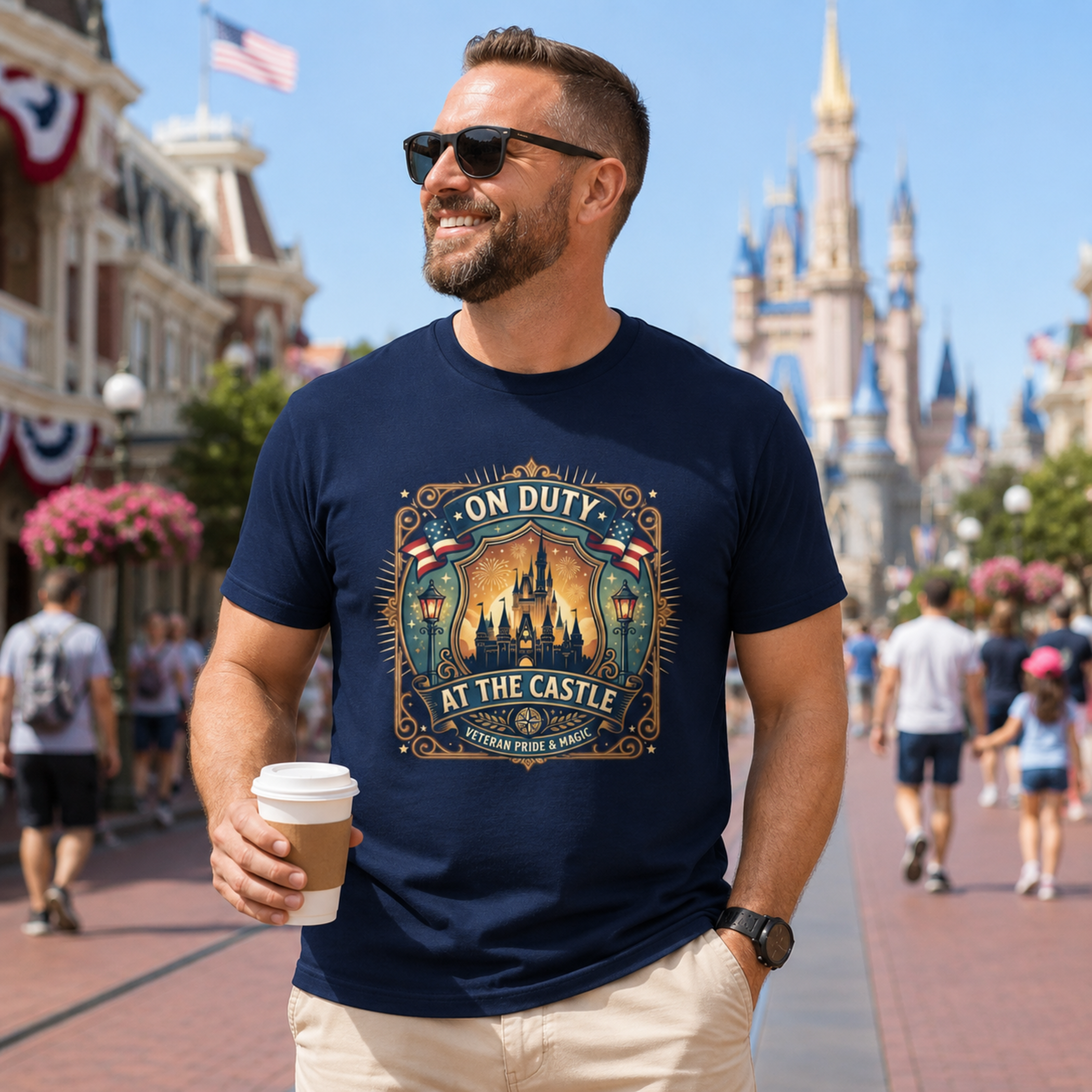 On Duty at the Castle Veteran Military Vacation Tee