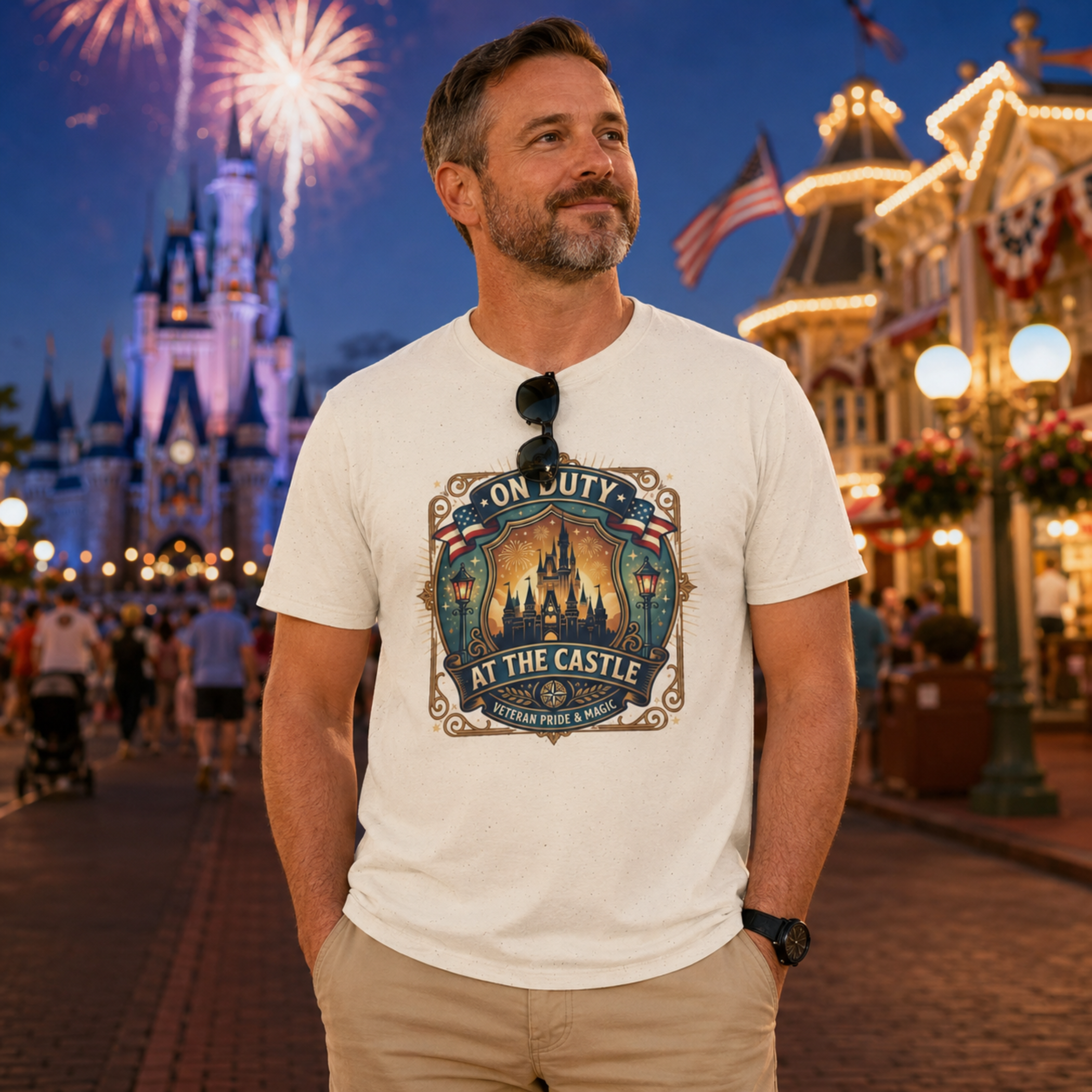 On Duty at the Castle Veteran Military Vacation Tee