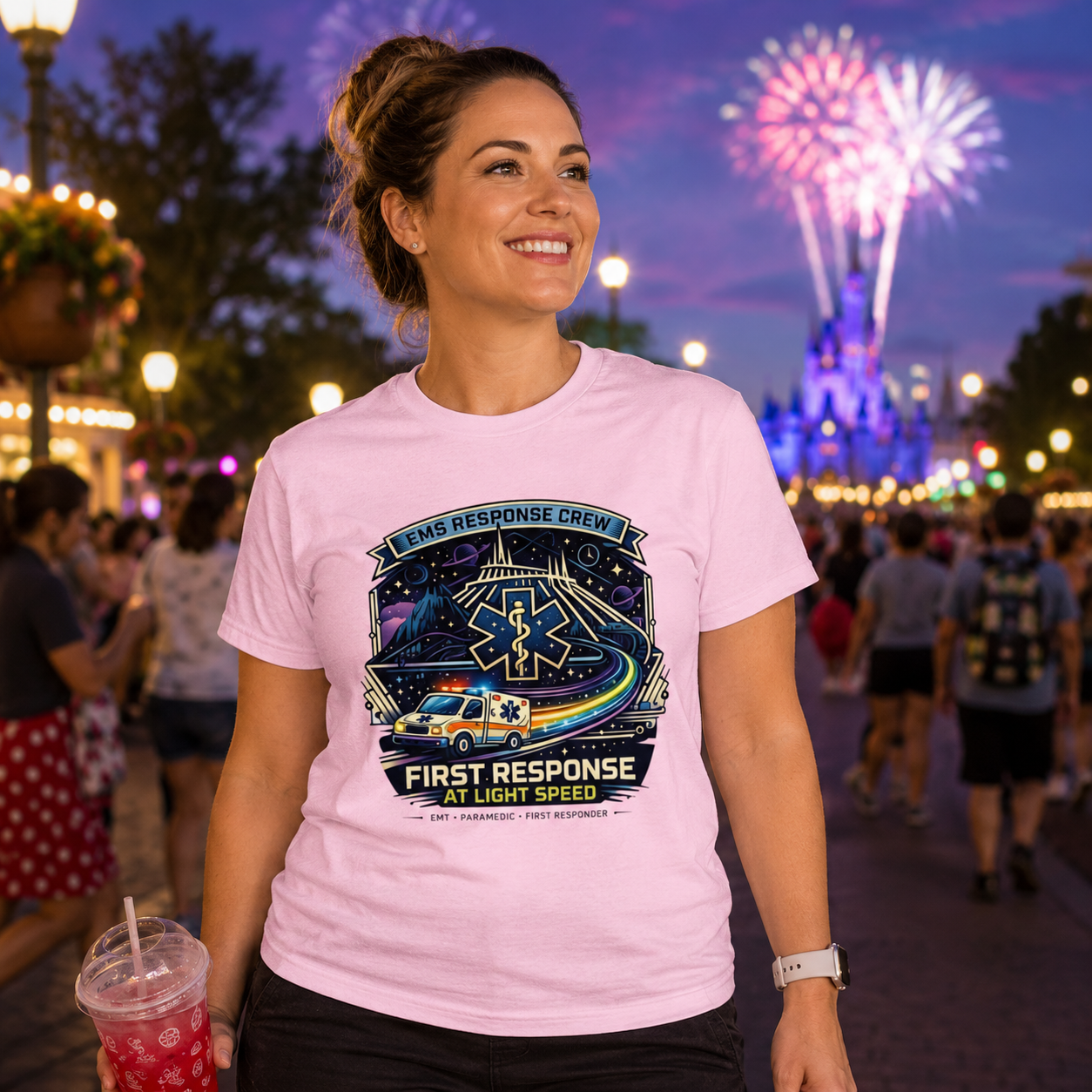 First Response At Light Speed EMS First Responder Sci-Fi Theme Park T-Shirt