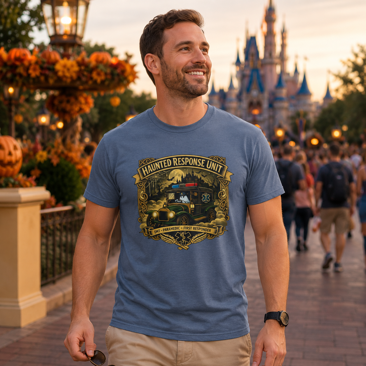 Haunted Response Unit EMS First Responder Spooky Theme Park T-Shirt