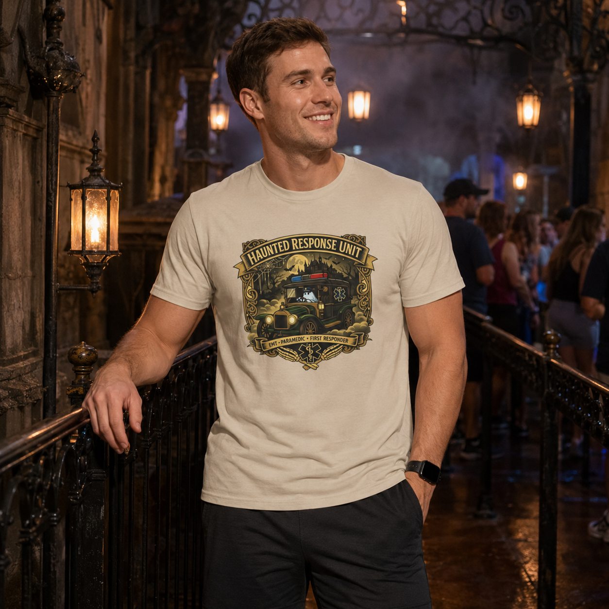 Haunted Response Unit EMS First Responder Spooky Theme Park T-Shirt