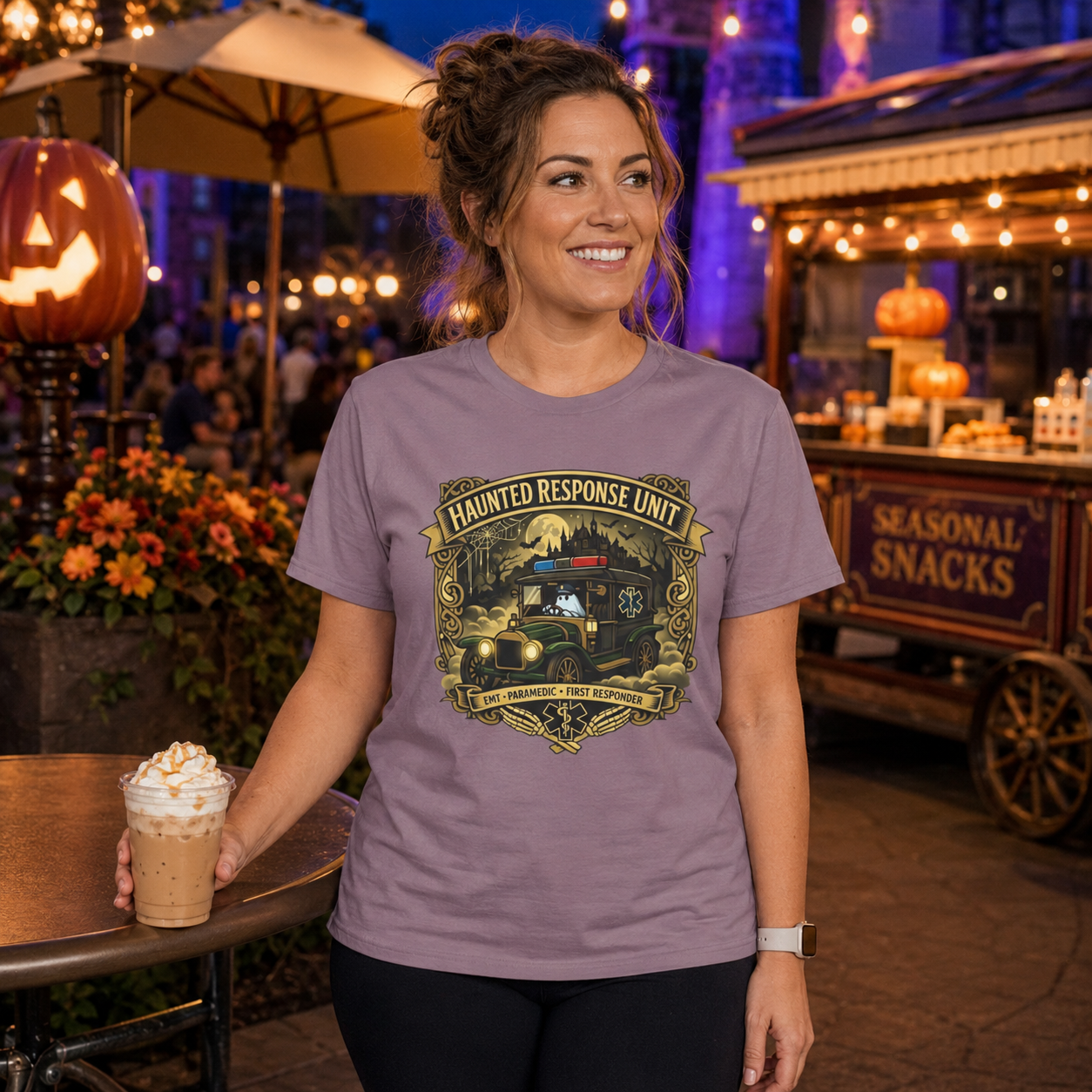 Haunted Response Unit EMS First Responder Spooky Theme Park T-Shirt