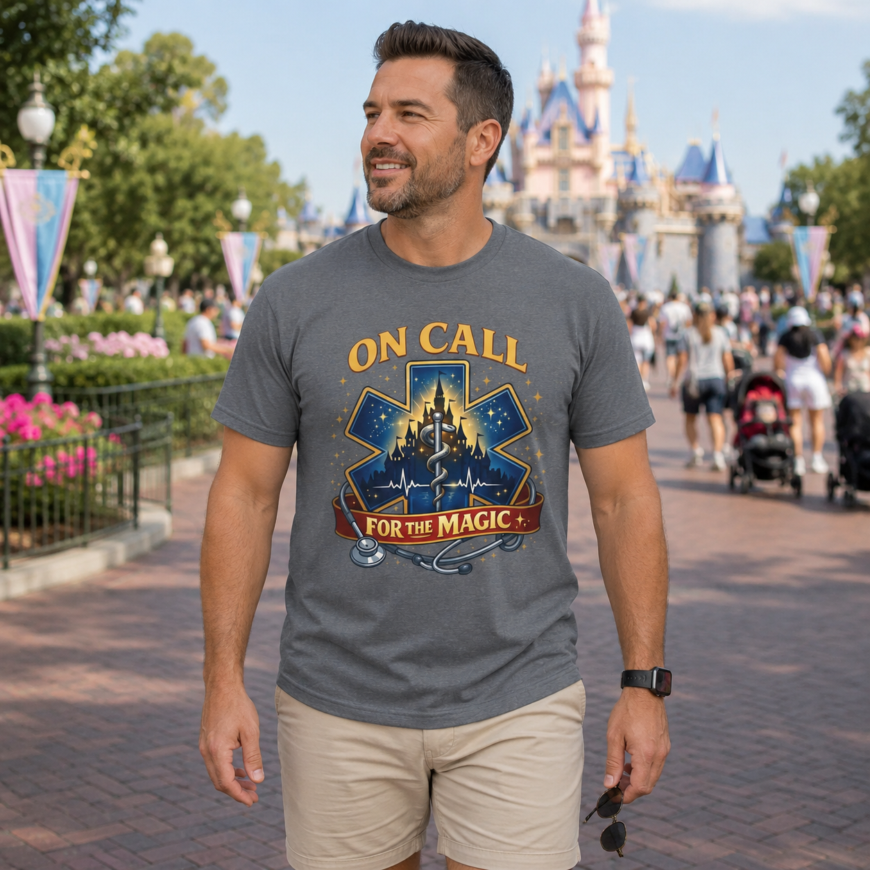 On Call For The Magic EMS First Responder Theme Park T-Shirt