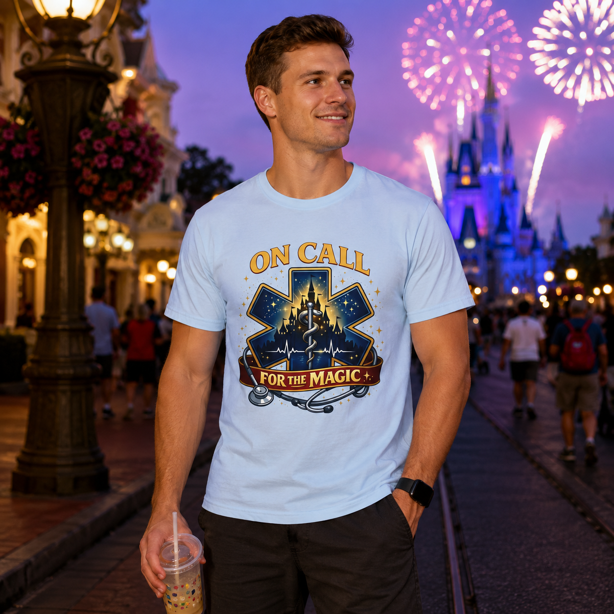 On Call For The Magic EMS First Responder Theme Park T-Shirt