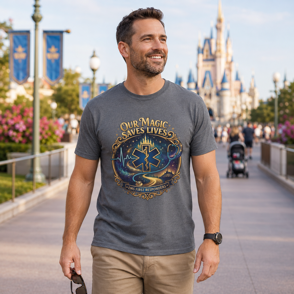 Our Magic Saves Lives EMS First Responder Theme Park T-Shirt