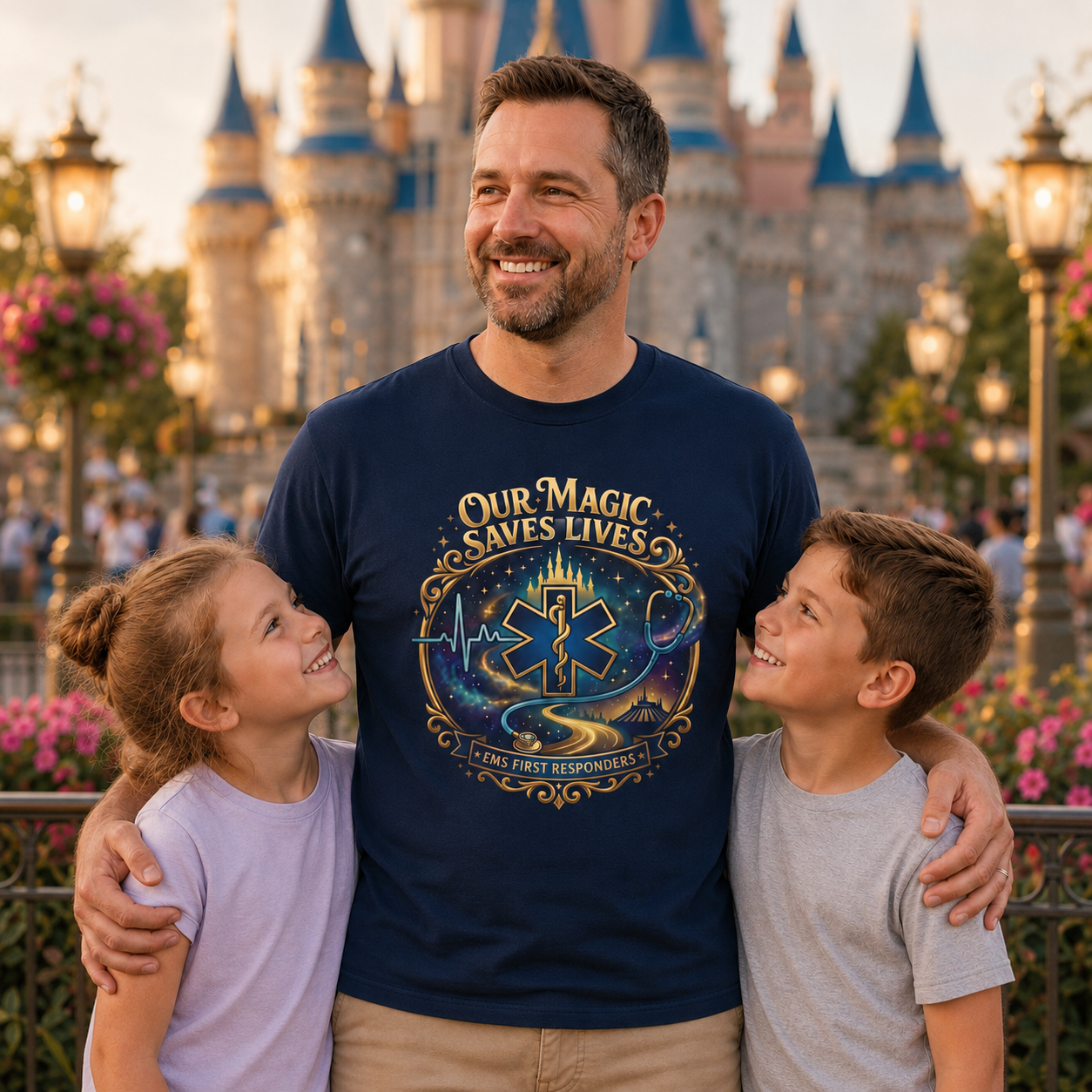 Our Magic Saves Lives EMS First Responder Theme Park T-Shirt