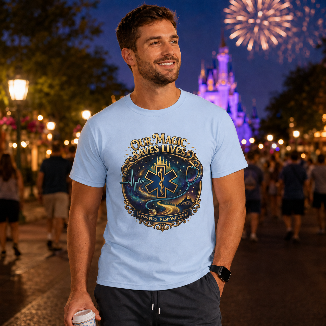 Our Magic Saves Lives EMS First Responder Theme Park T-Shirt