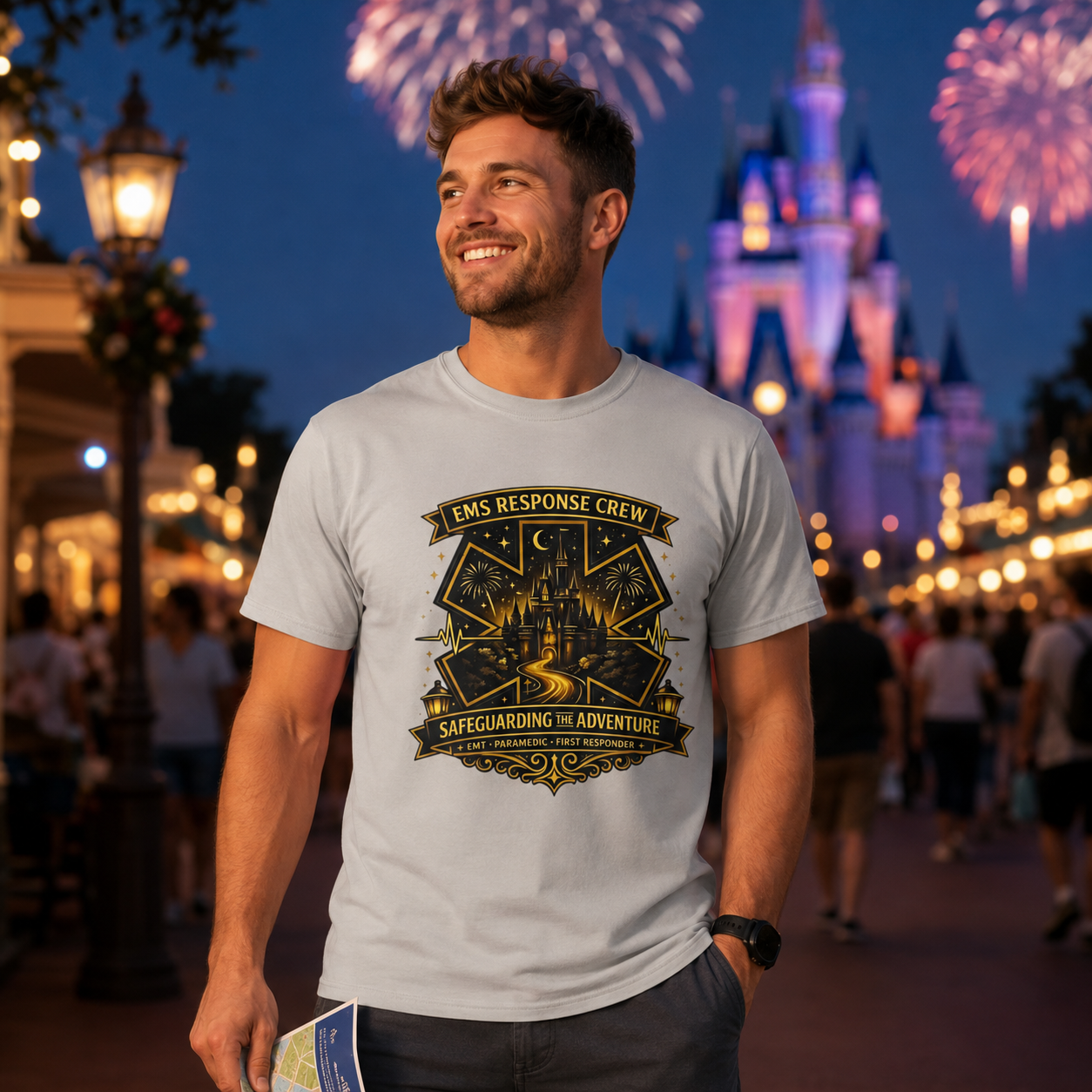 Safeguarding the Adventure EMS First Responder Theme Park T-Shirt