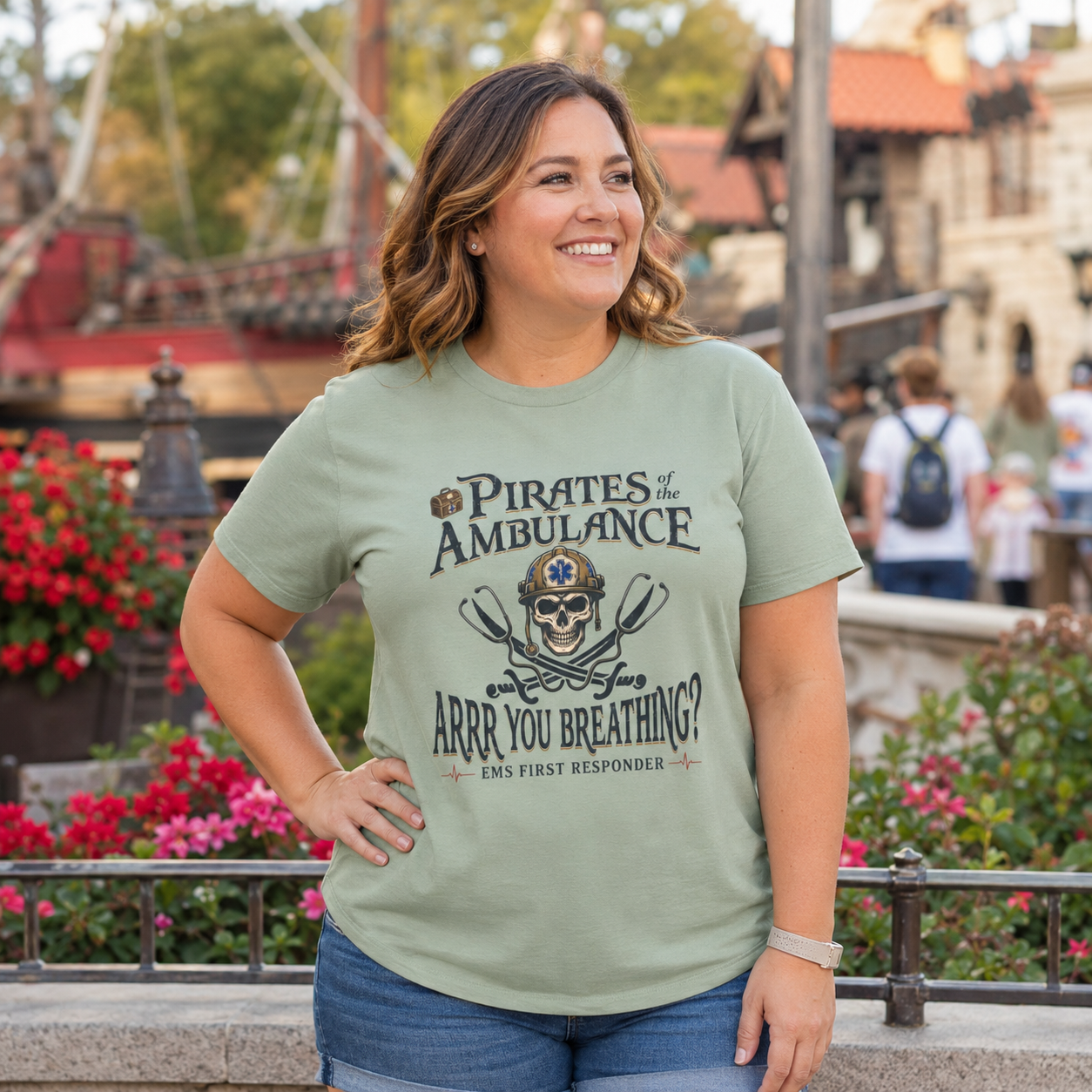 Pirates of the Ambulance EMS First Responder Pirate Medic T-Shirt