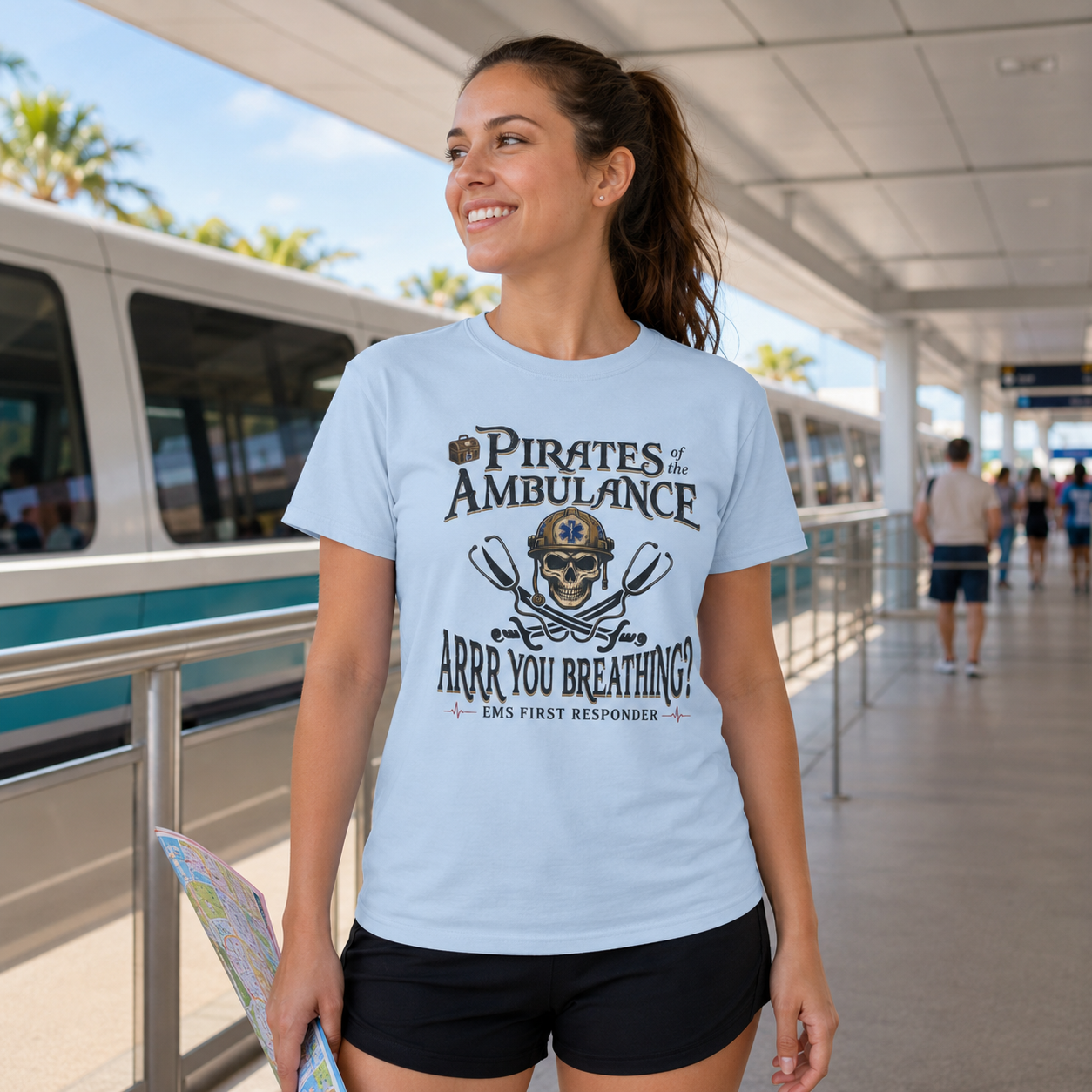 Pirates of the Ambulance EMS First Responder Pirate Medic T-Shirt