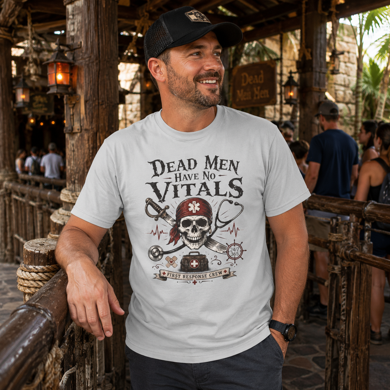 Dead Men Have No Vitals Pirate EMS First Responder T-Shirt