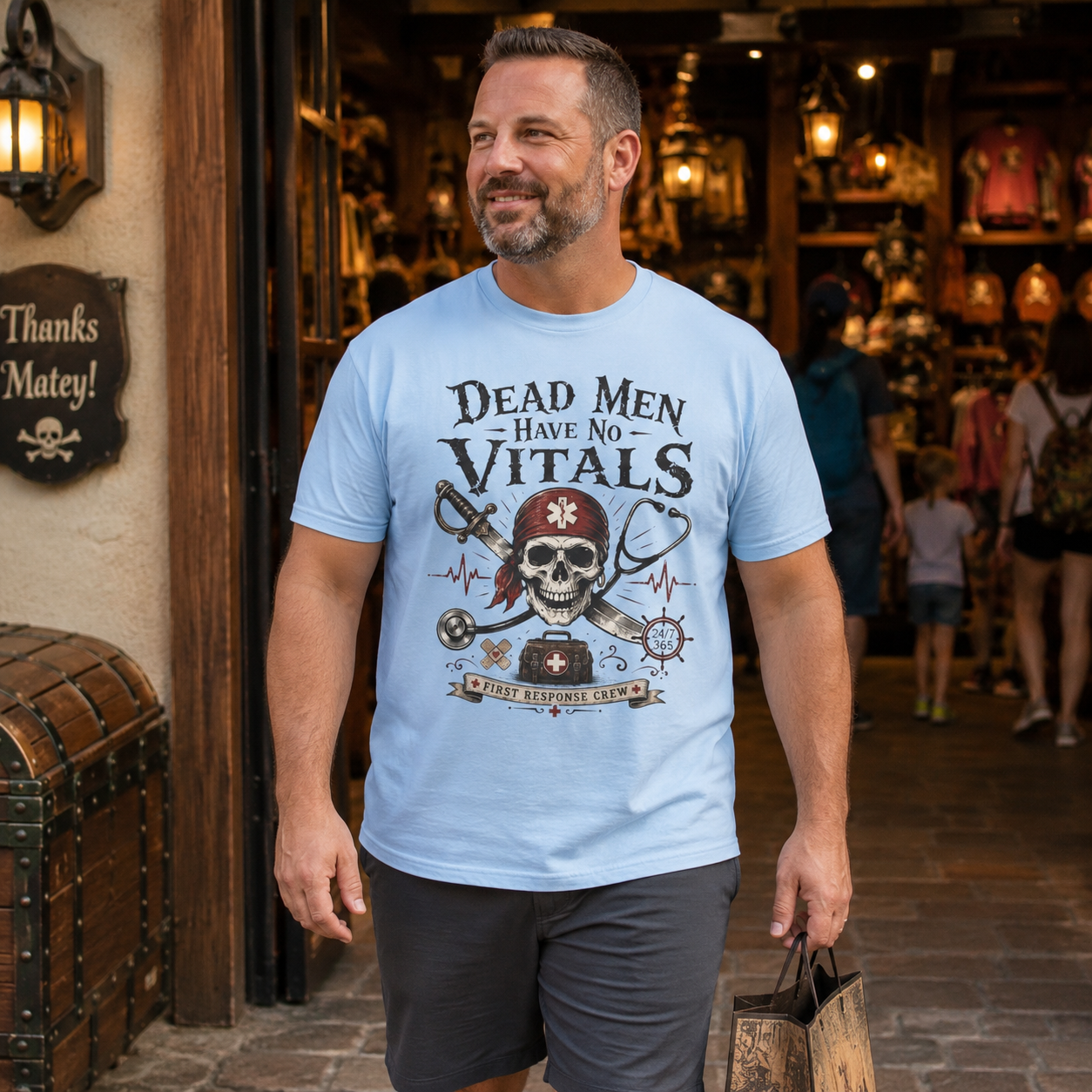 Dead Men Have No Vitals Pirate EMS First Responder T-Shirt